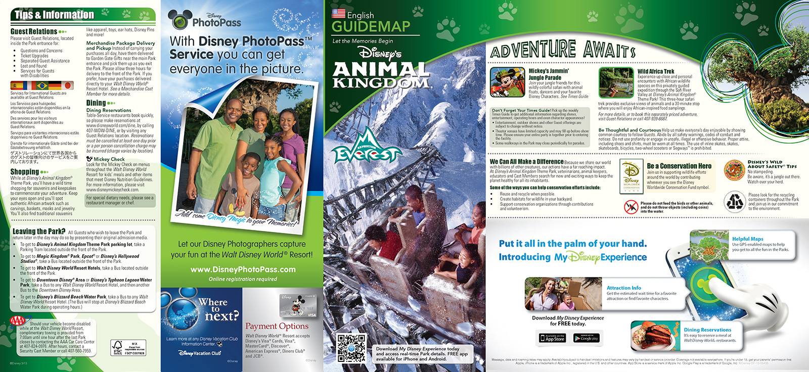 New 2013 Animal Kingdom Guidemap Page 1