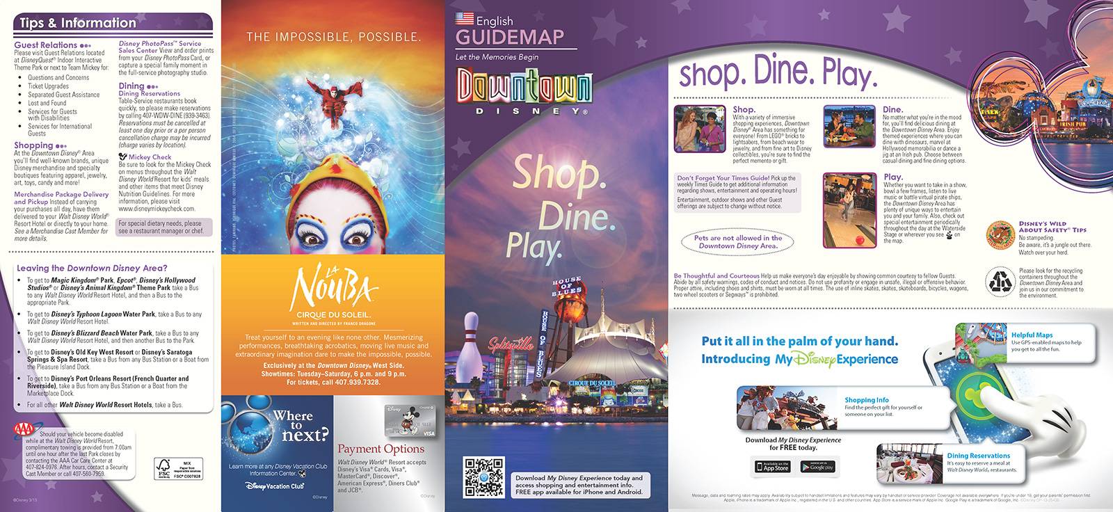 New 2013 Downtown Disney Guidemap Page 1