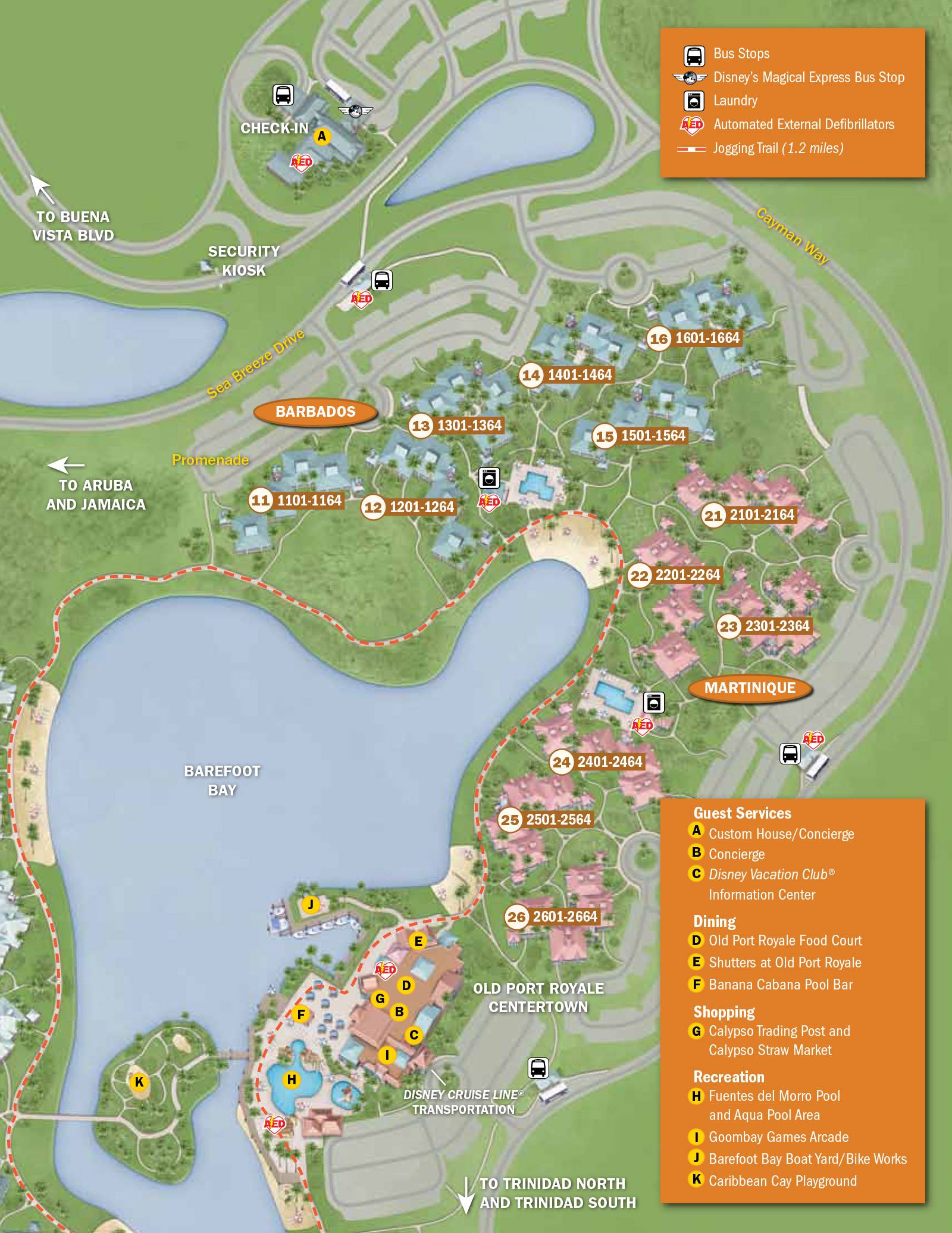 New 2013 Caribbean Beach Resort map - Martinique and Barbados