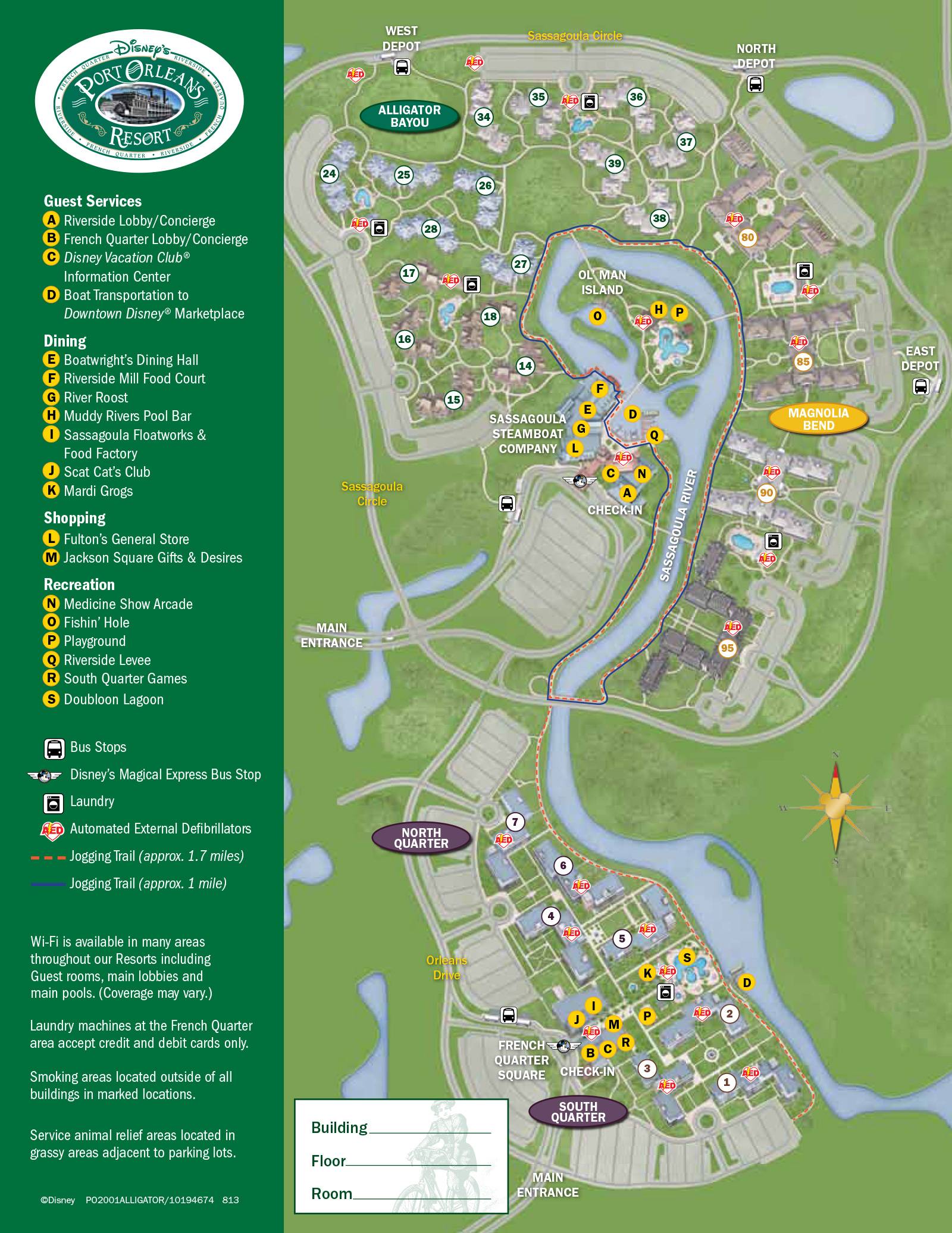 New 2013 Port Orleans Resort map - Alligator Bayou