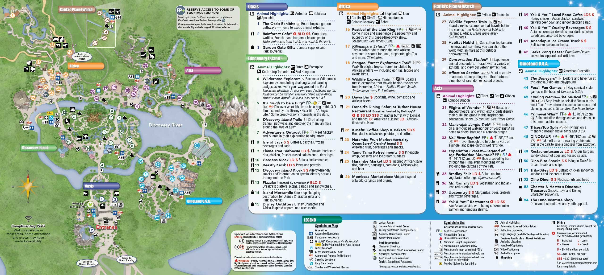 Disney's Animal Kingdom Guide Map May 2015 - Back
