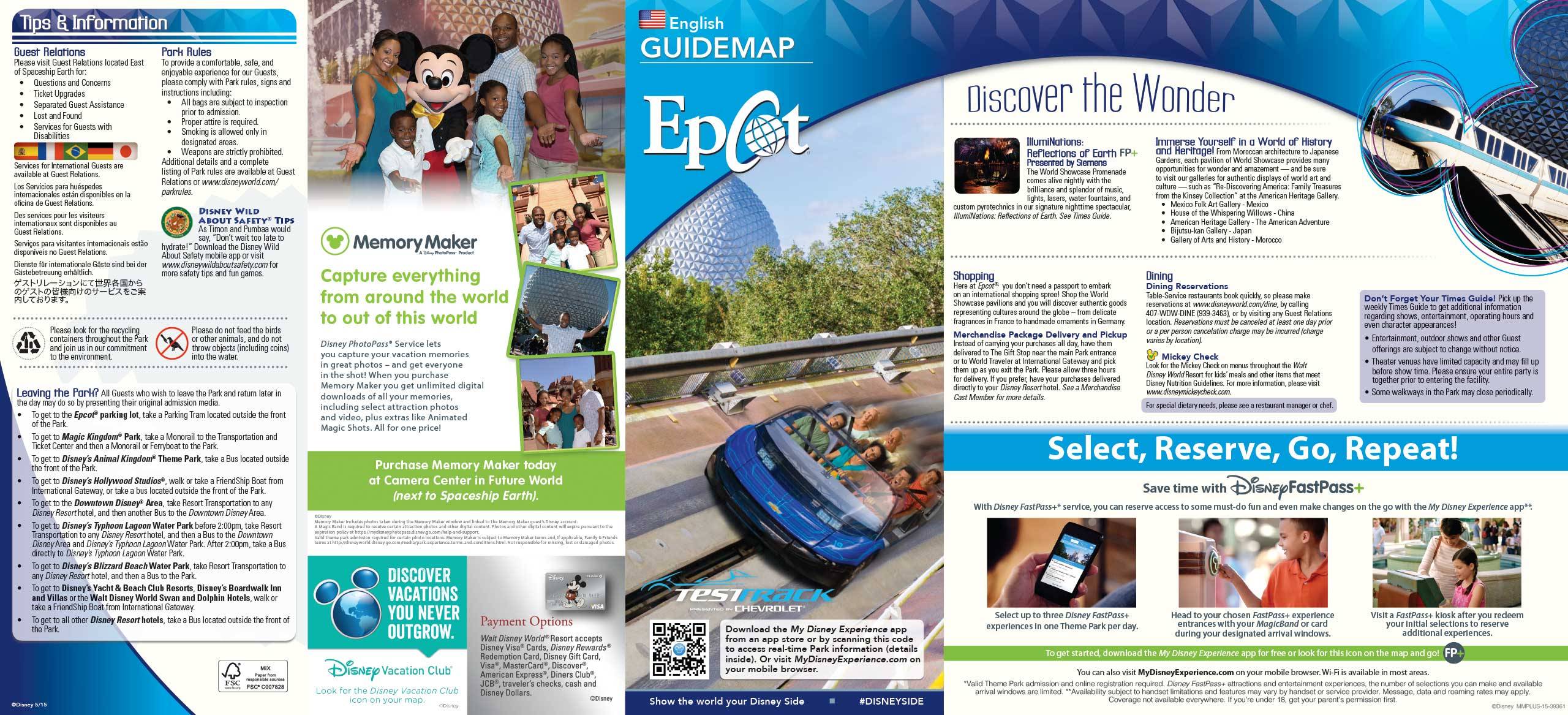 Epcot Guide Map May 2015 - Front
