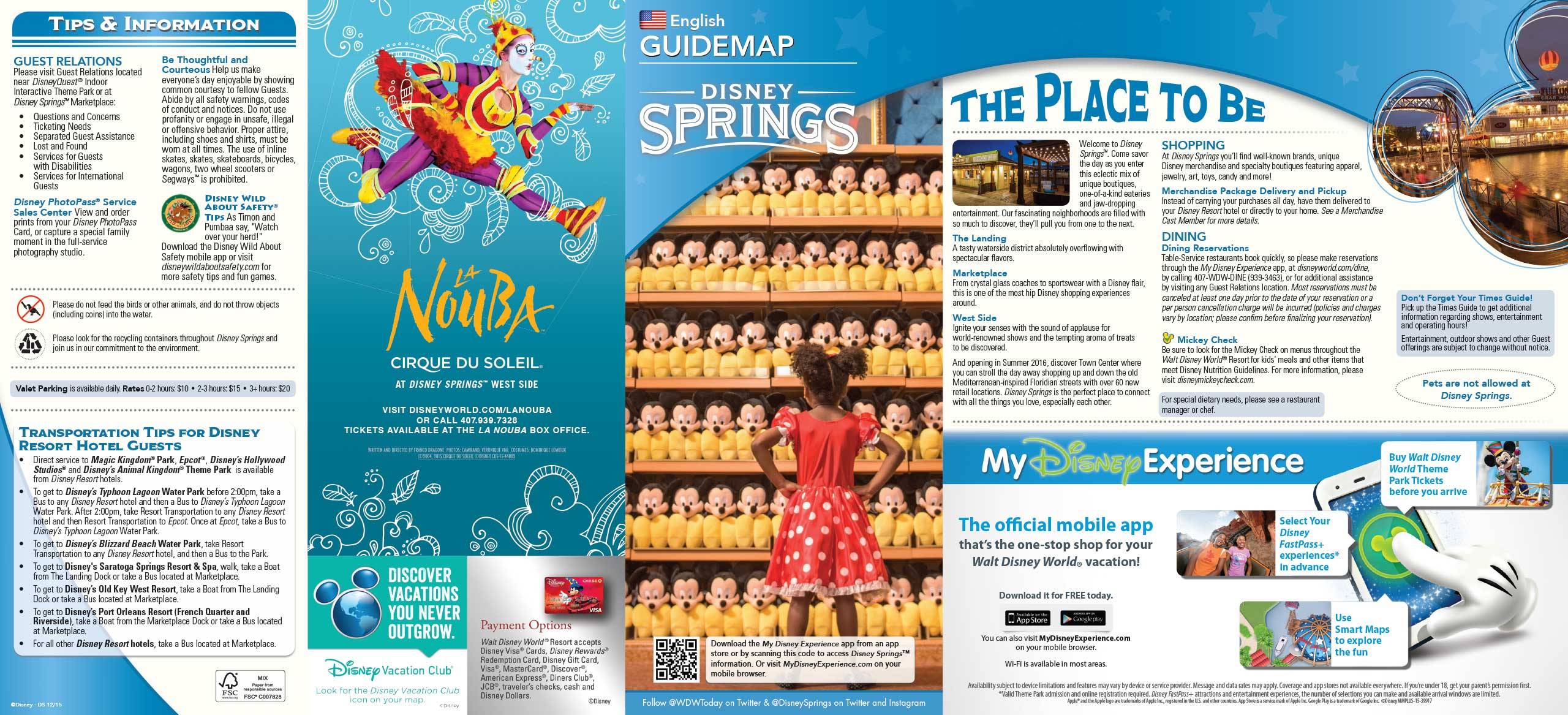 Disney Springs Guide Map January 2016 - Front