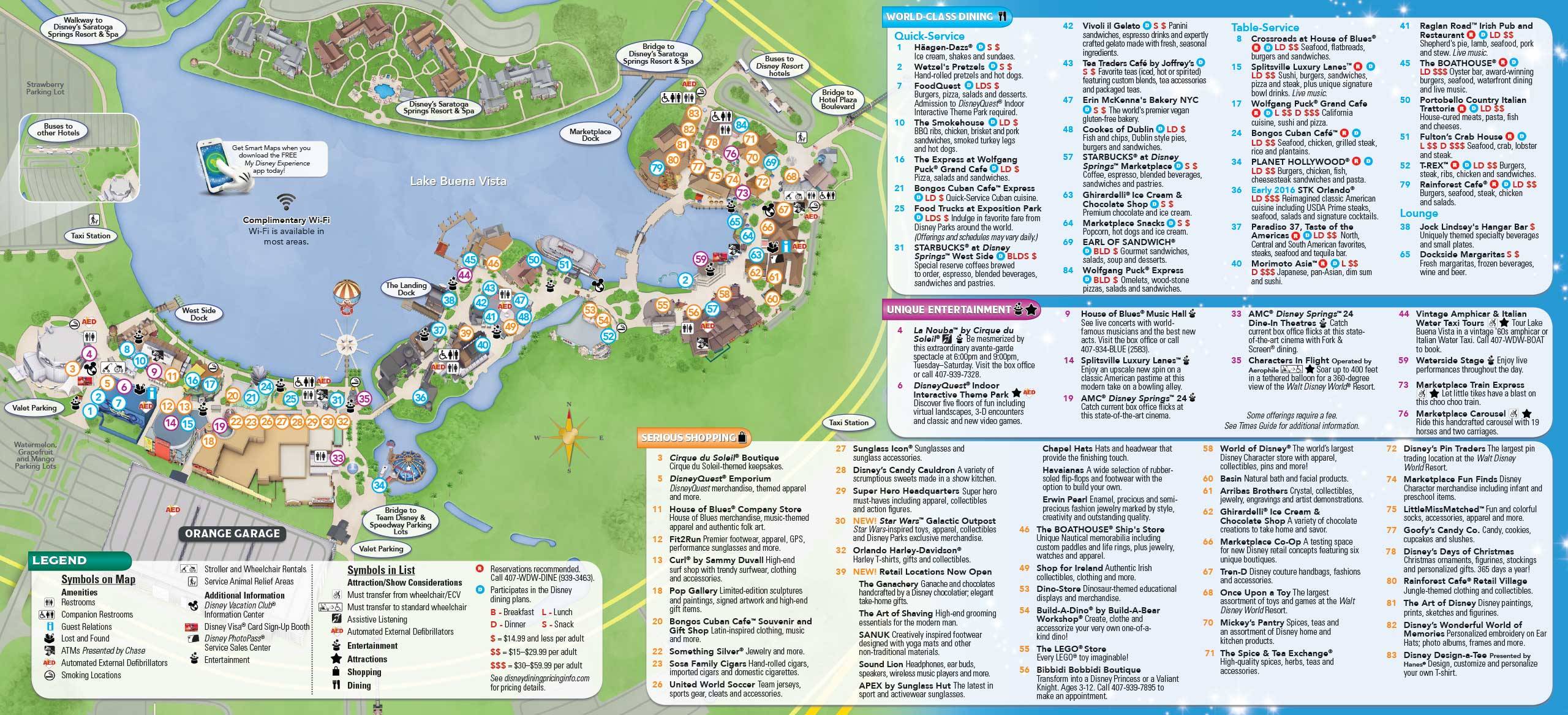 Disney Springs Guide Map January 2016 - Back