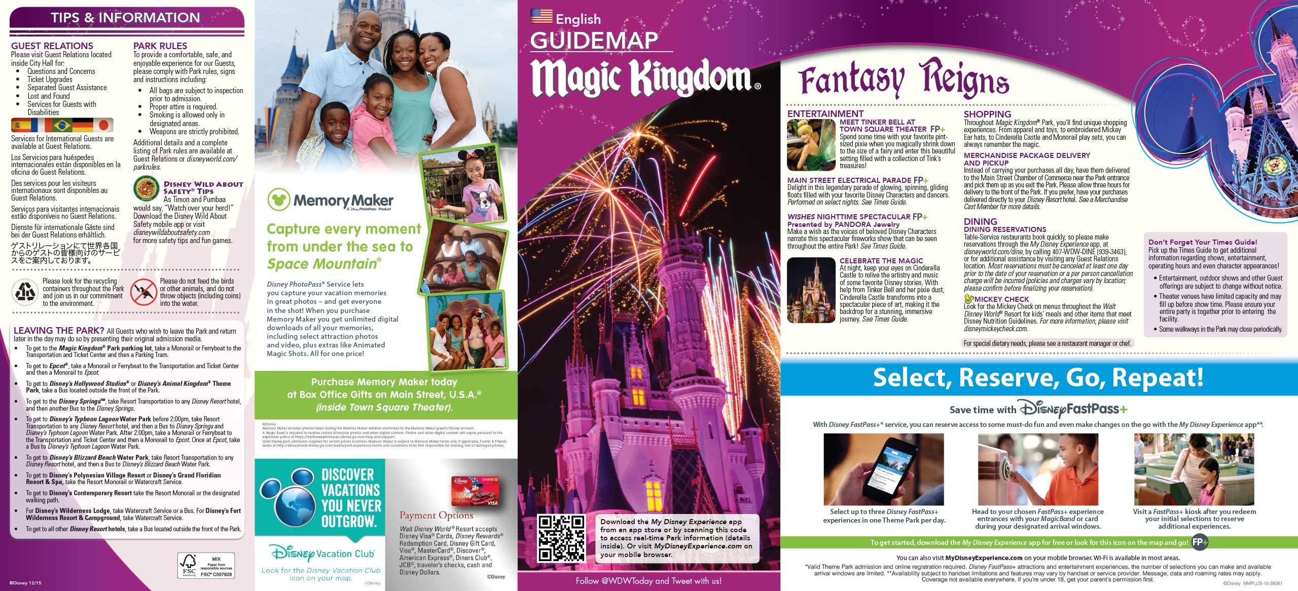 Magic Kingdom Guide Map January 2016 - Front