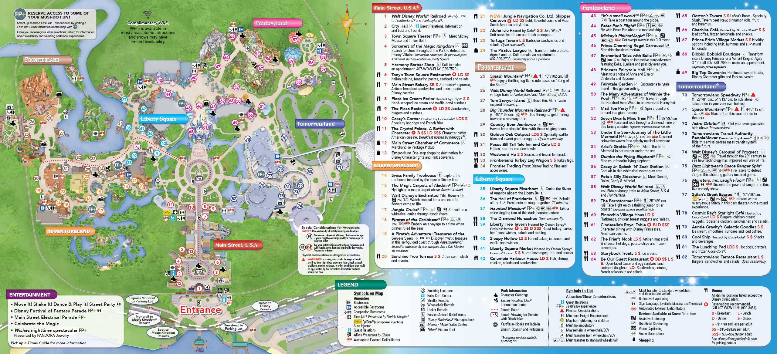Magic Kingdom Guide Map January 2016 - Back