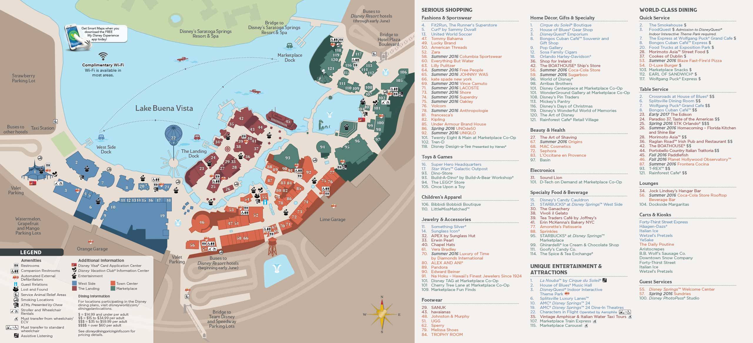 Disney Springs Guide Map May 2016 - Back