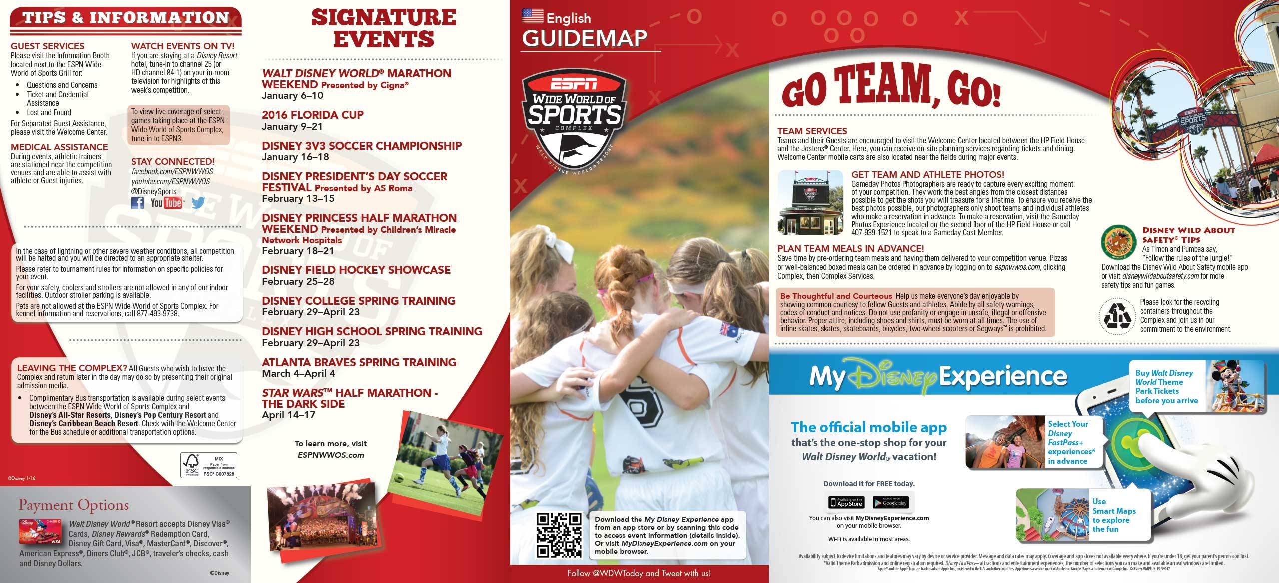 ESPN Wide World of Sports Guide Map May 2016 - Front