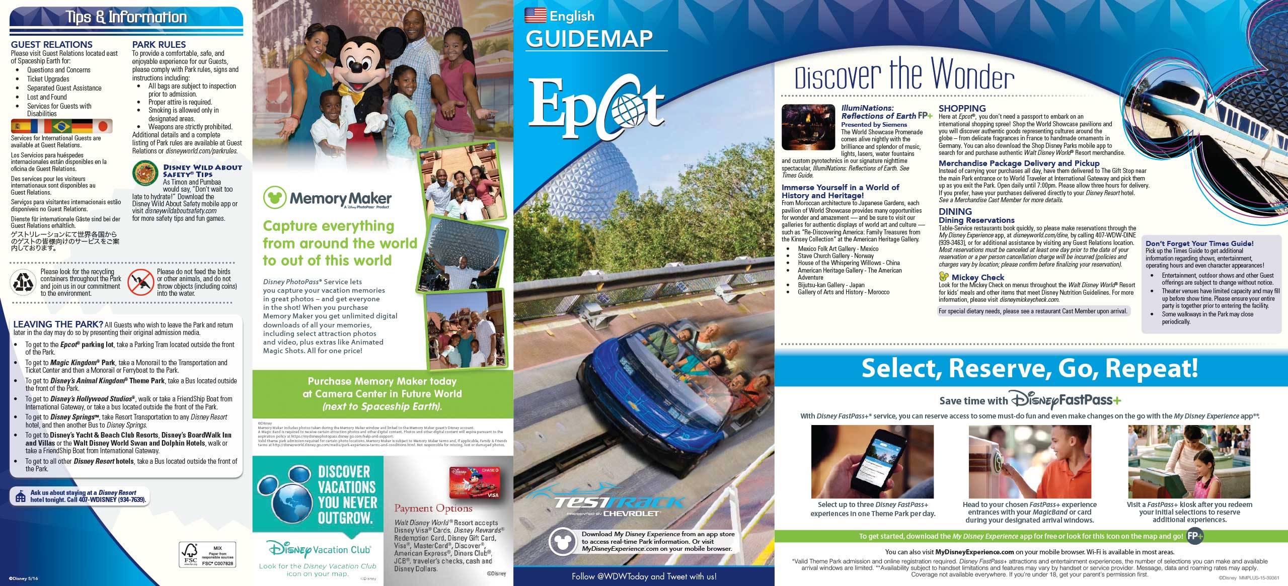 Epcot Guide Map May 2016 - Front
