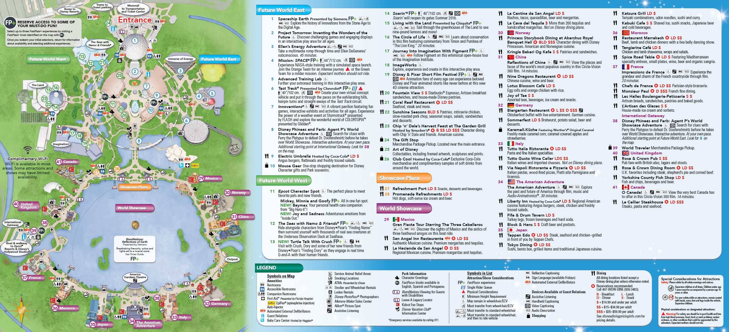 Epcot Guide Map May 2016 - Back