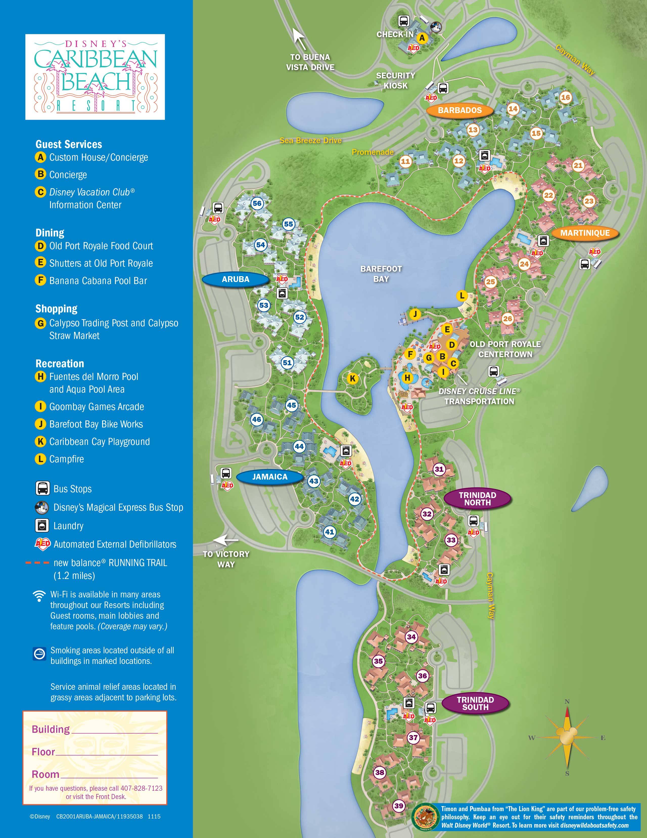 Disney's Caribbean Beach Resort map