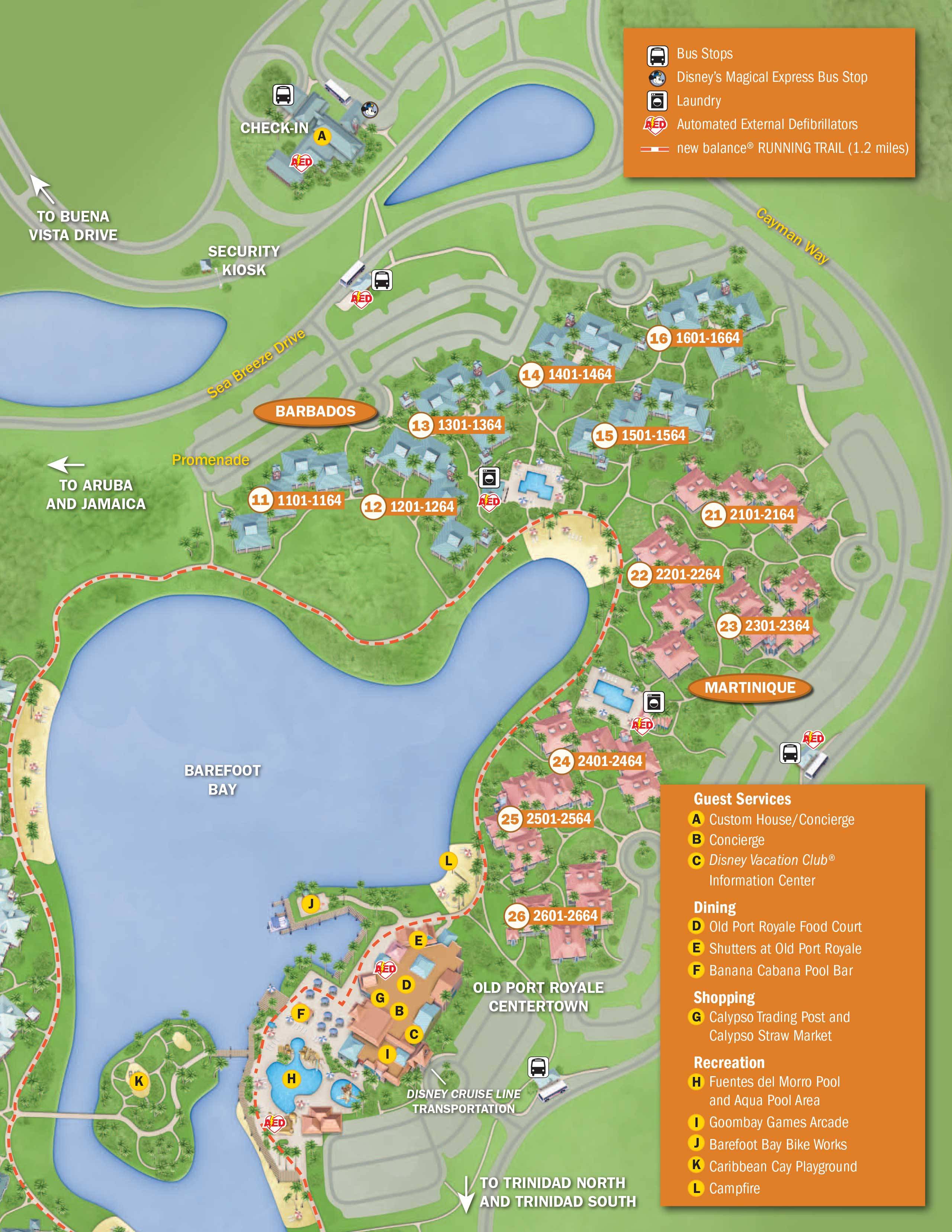 Disney's Caribbean Beach Resort map - Barbados