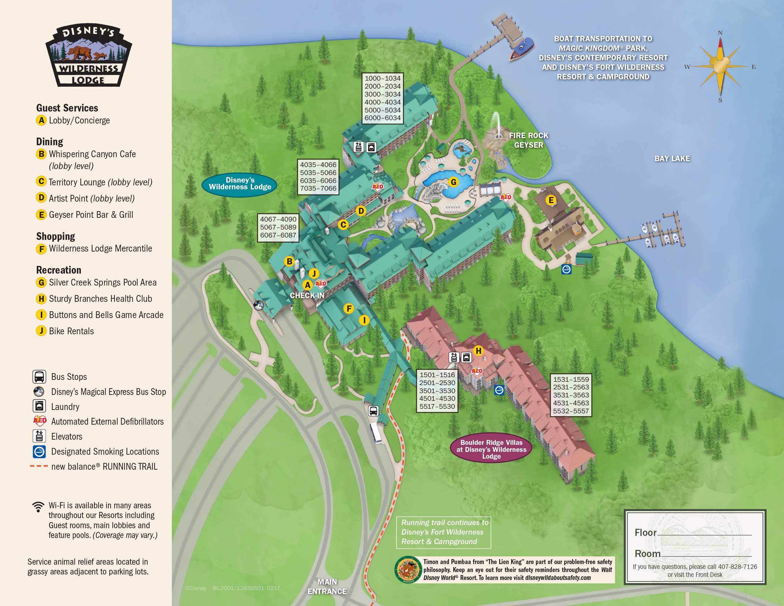 Disney's Wilderness Lodge Resort map