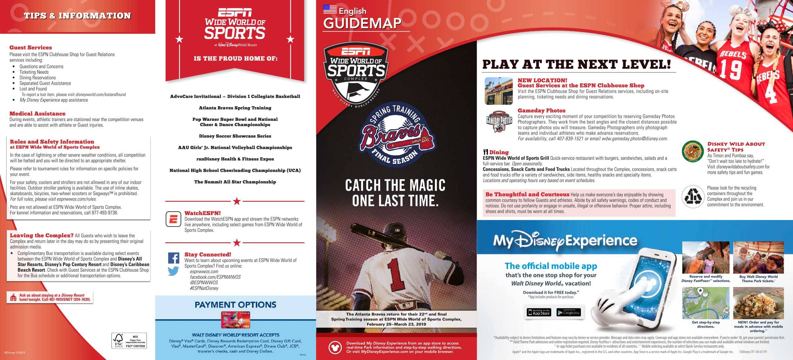 ESPN Wide World of Sports Guide Map January 2019 - Front