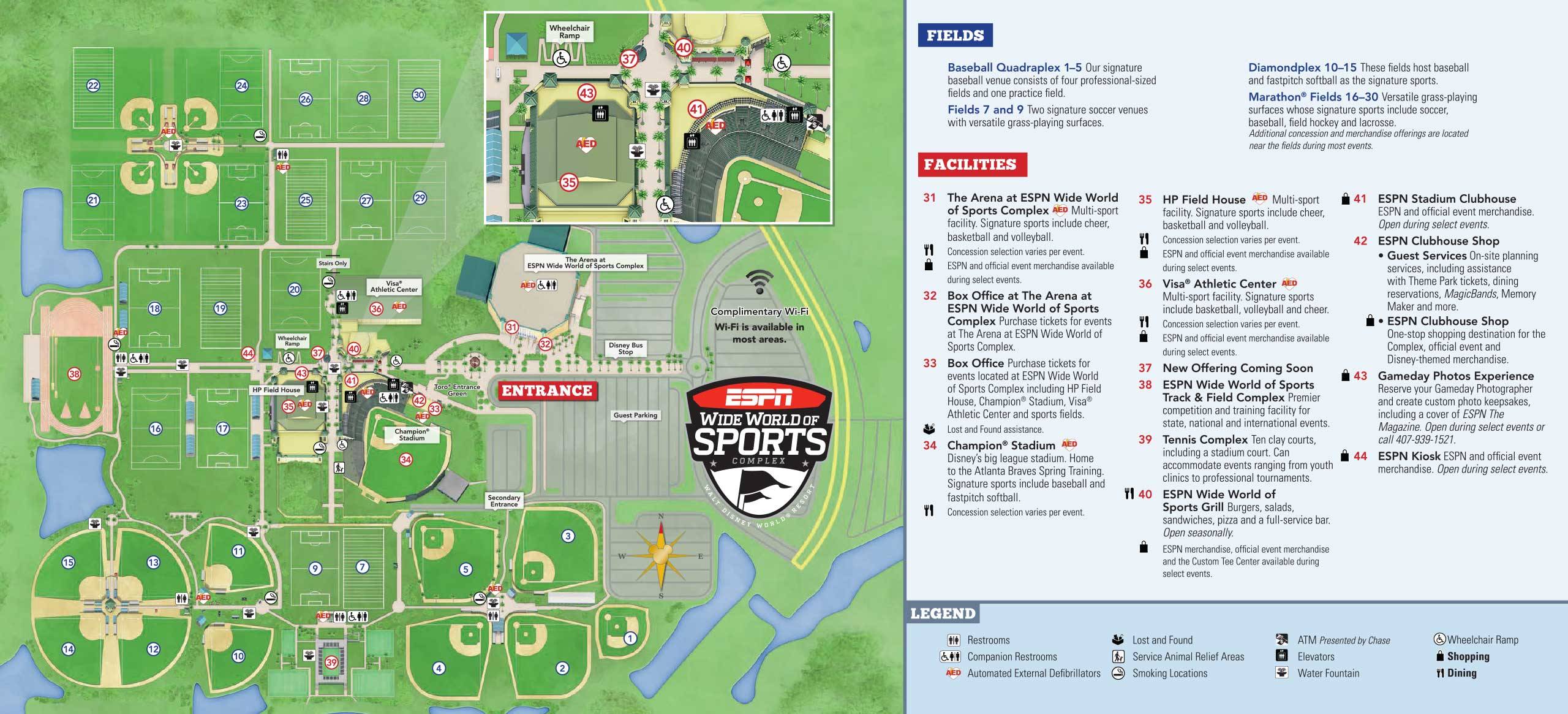 ESPN Wide World of Sports Guide Map January 2019 - Back