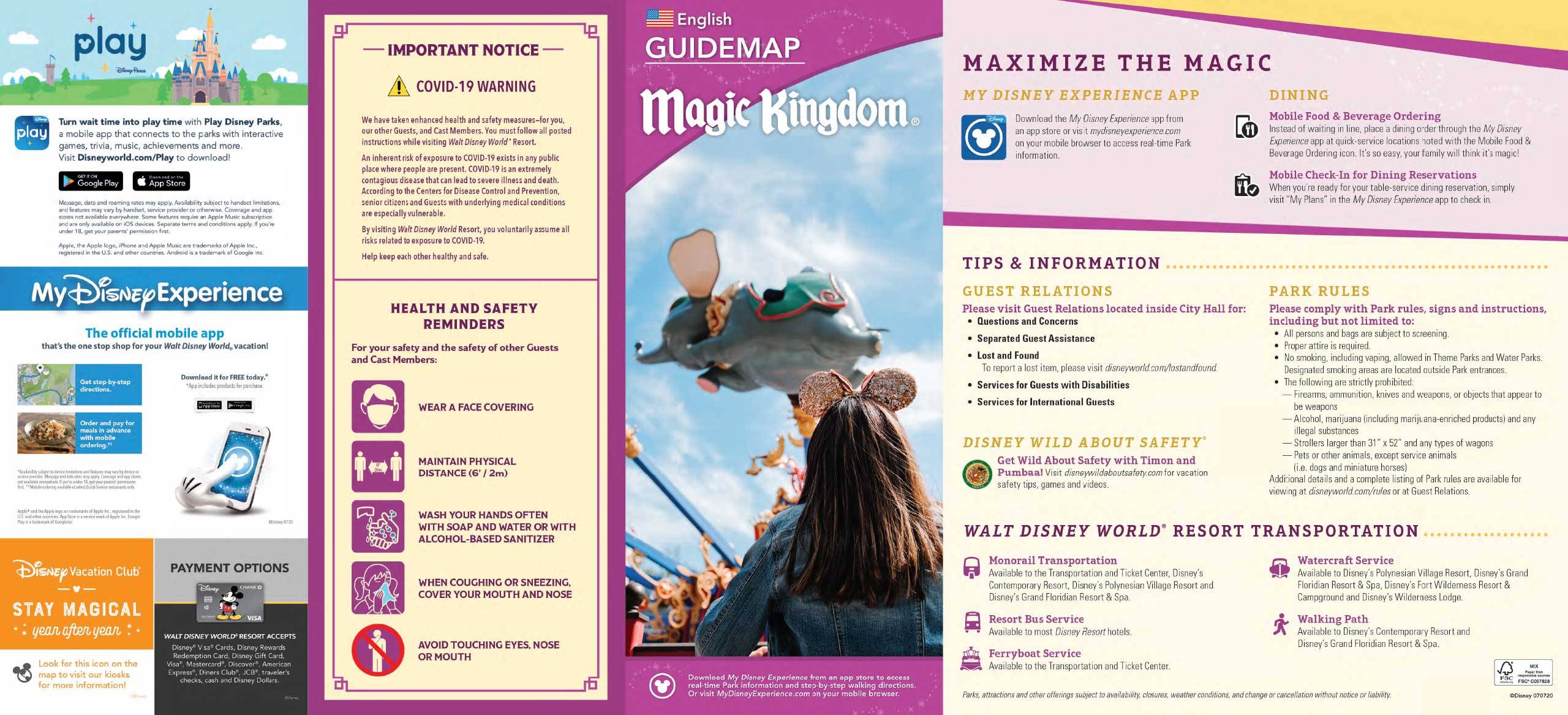 Magic Kingdom Guide Map July 2020 - Front