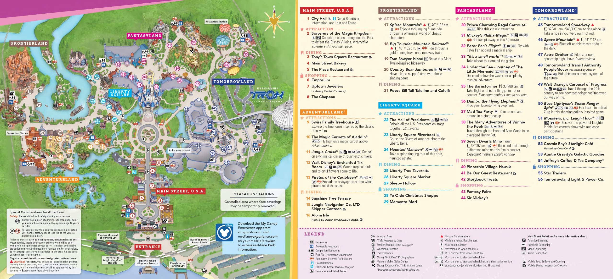 Magic Kingdom Guide Map July 2020 - Back