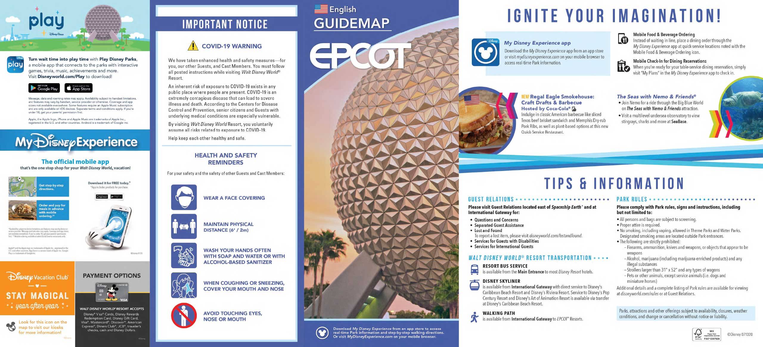 EPCOT Guide Map July 2020 - Front