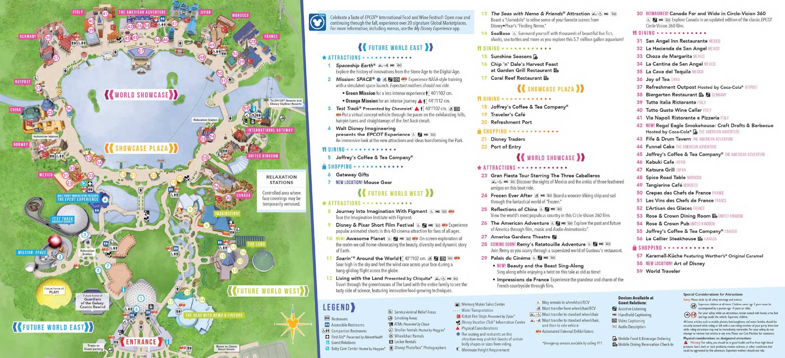 EPCOT Guide Map July 2020 - Back