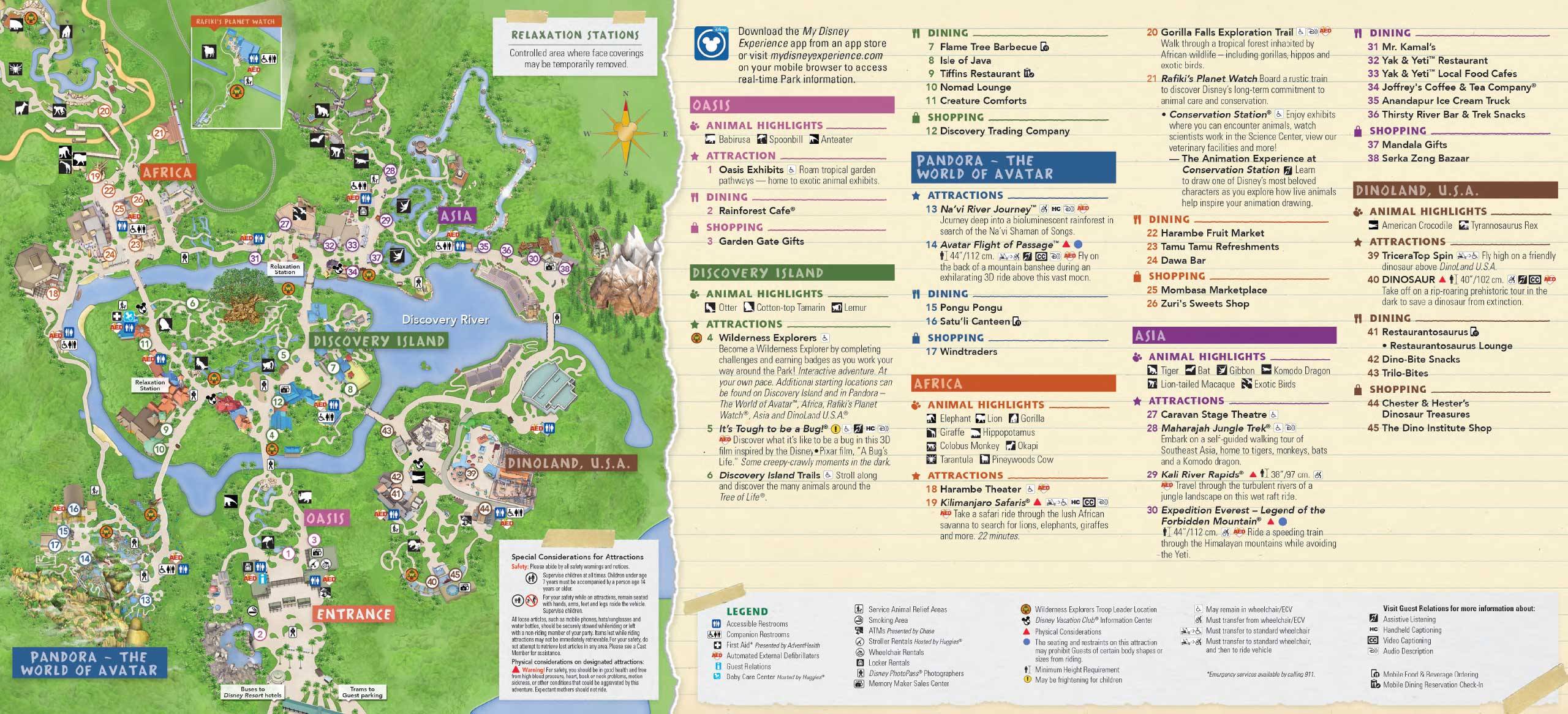 Map Of Animal Kingdom 2020 July 2020 Walt Disney World Park Maps Photoadf 8 Of 10