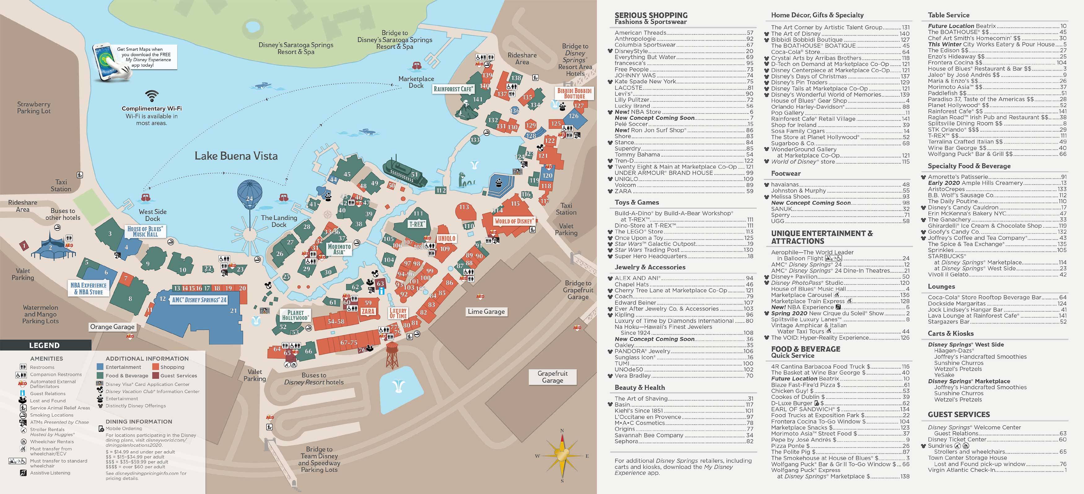 Disney Springs guide map - October 2020