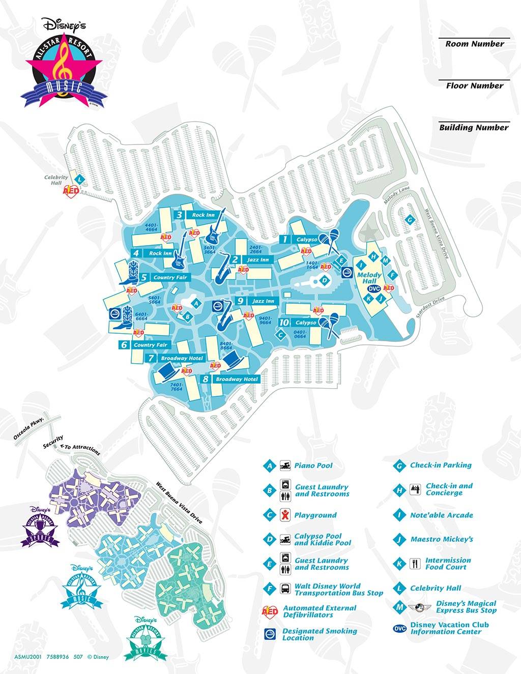 Disney's All-Star Music Resort map