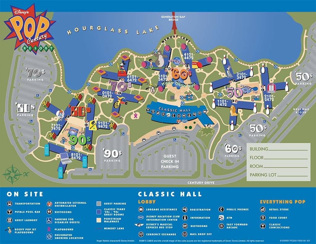 Disney's Pop Century Resort - Classic Years map
