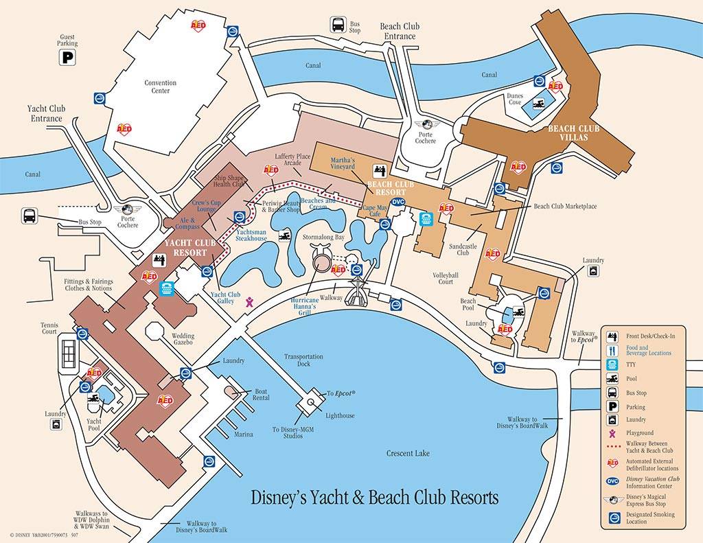 Disney's Yacht Club Resort and Disney's Beach Club Resort map