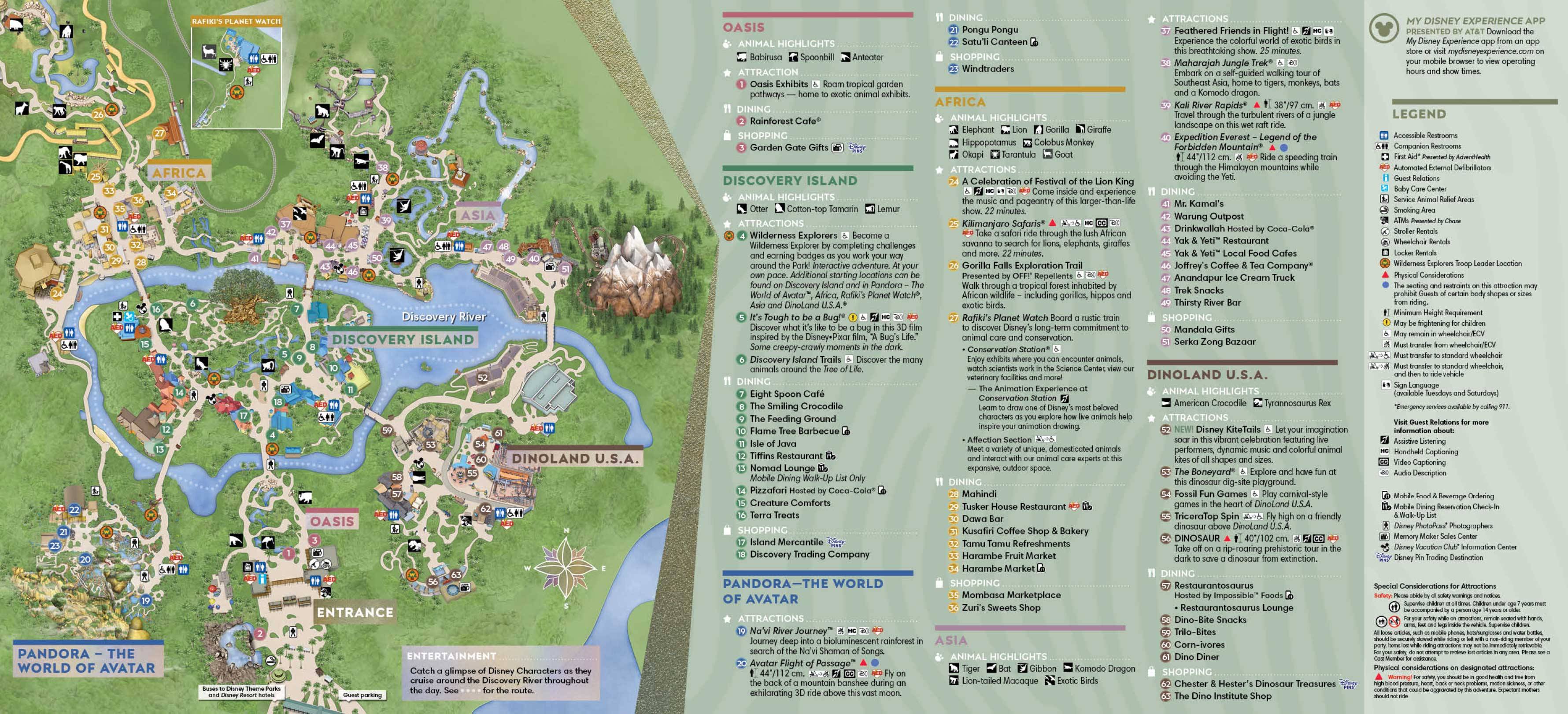 Walt Disney World 50th anniversary map - Disney's Animal Kingdom back