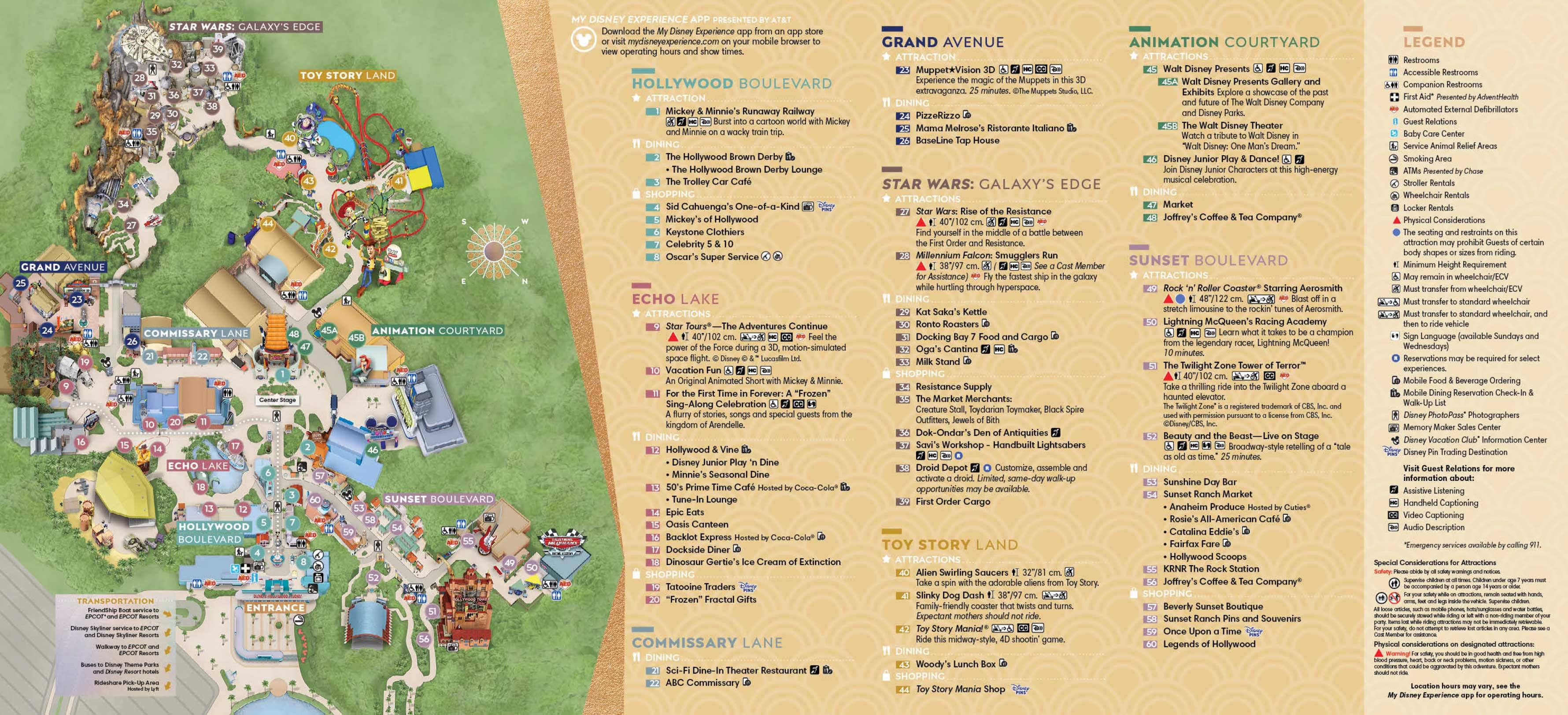 Walt Disney World 50th anniversary map - Disney's Hollywood Studios back