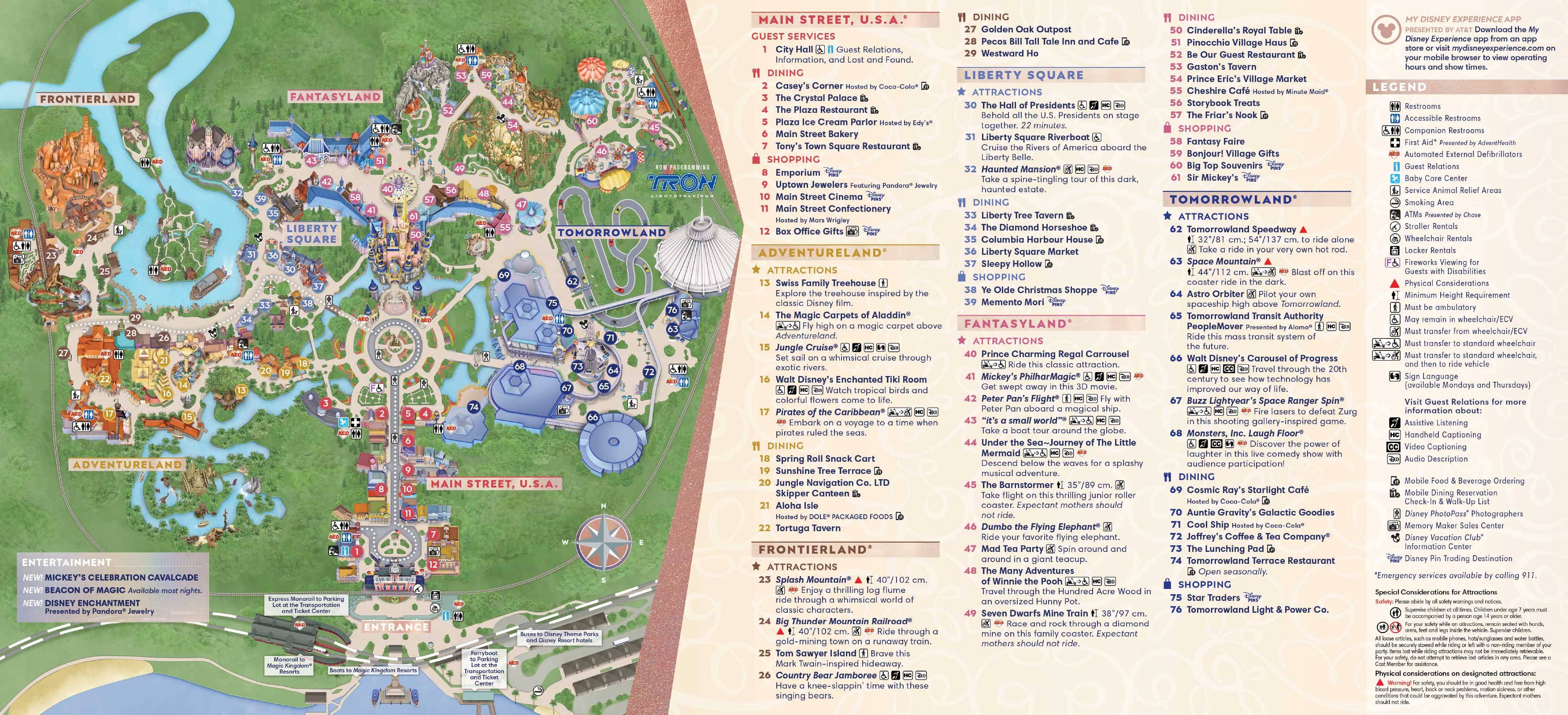 Walt Disney World 50th anniversary map - Magic Kingdom back