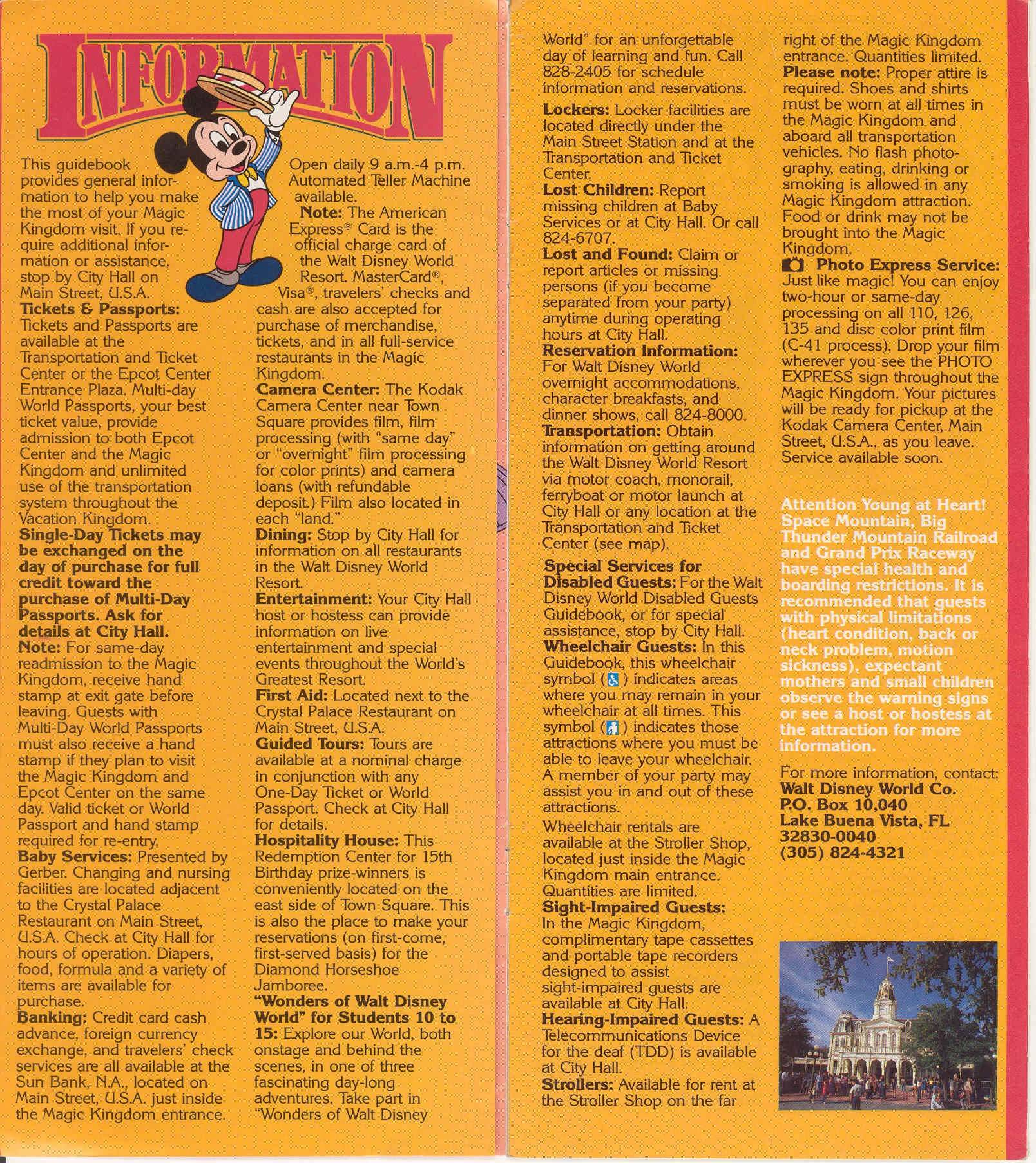 Magic Kingdom Guide Book 1986