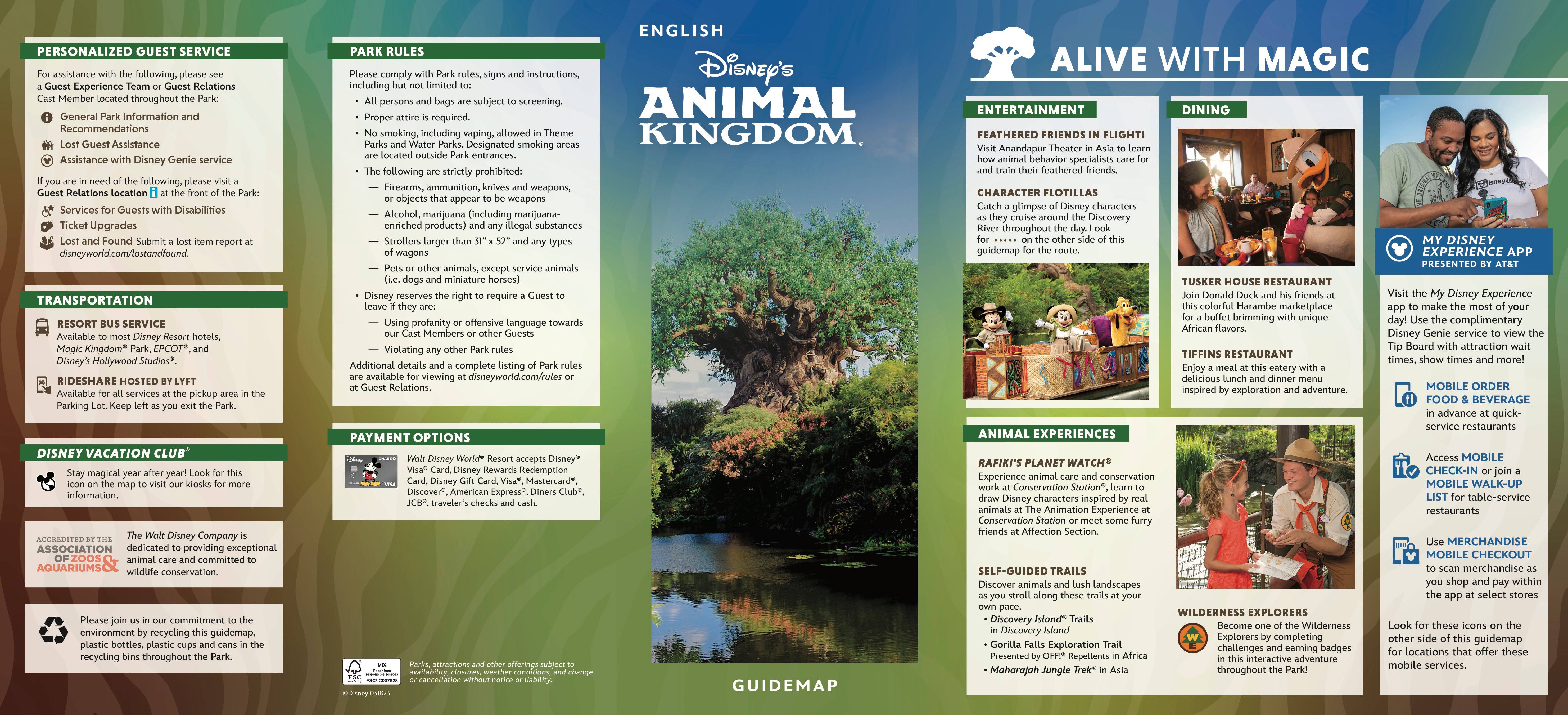 Disney's Animal Kingdom Guide Map December 2023