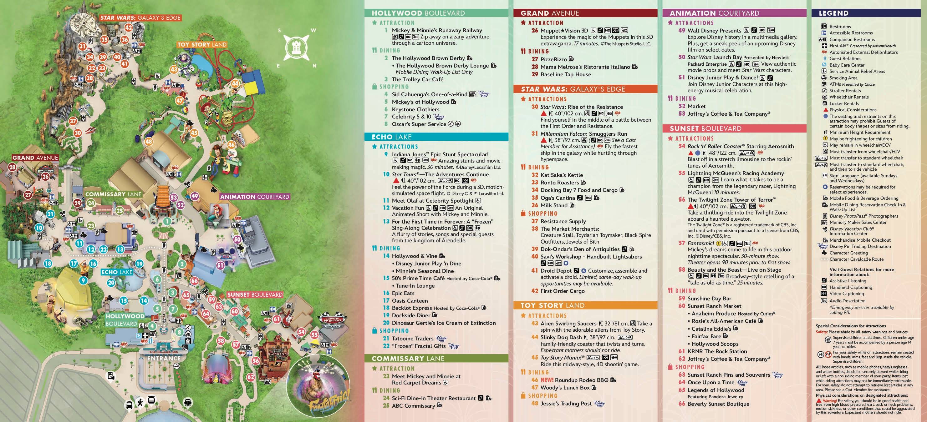Disney's Hollywood Studios Guide Map December 2023