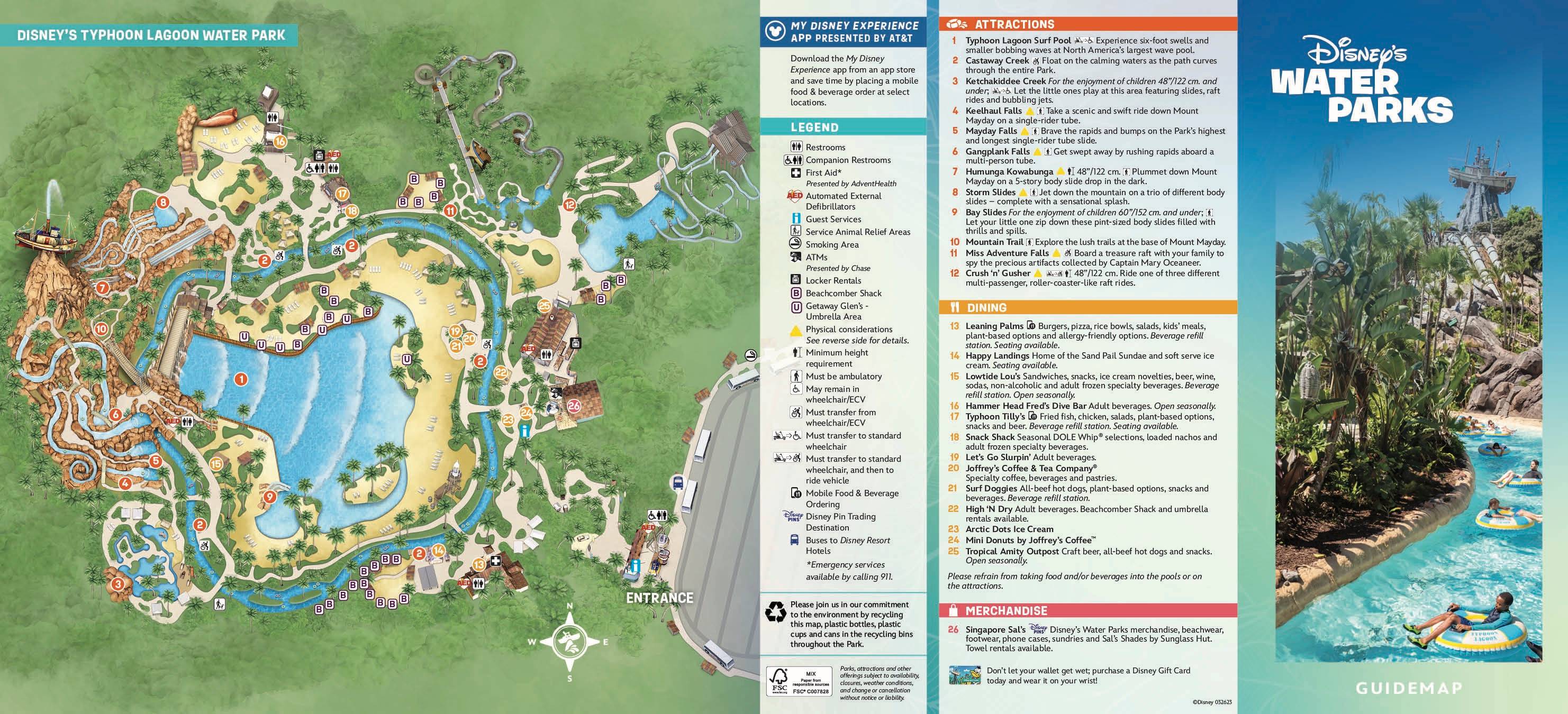 Disney's Typhoon Lagoon Guide Map December 2023