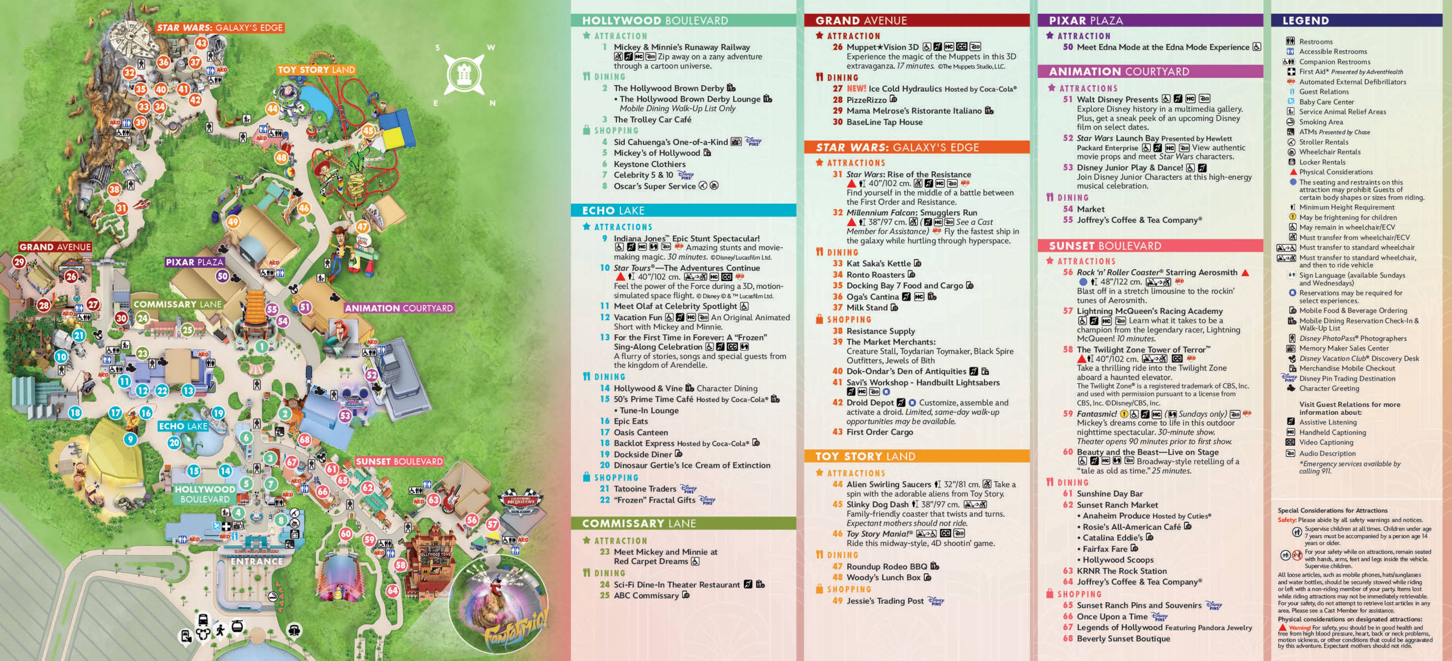 Disney's Hollywood Studios guide map - Back