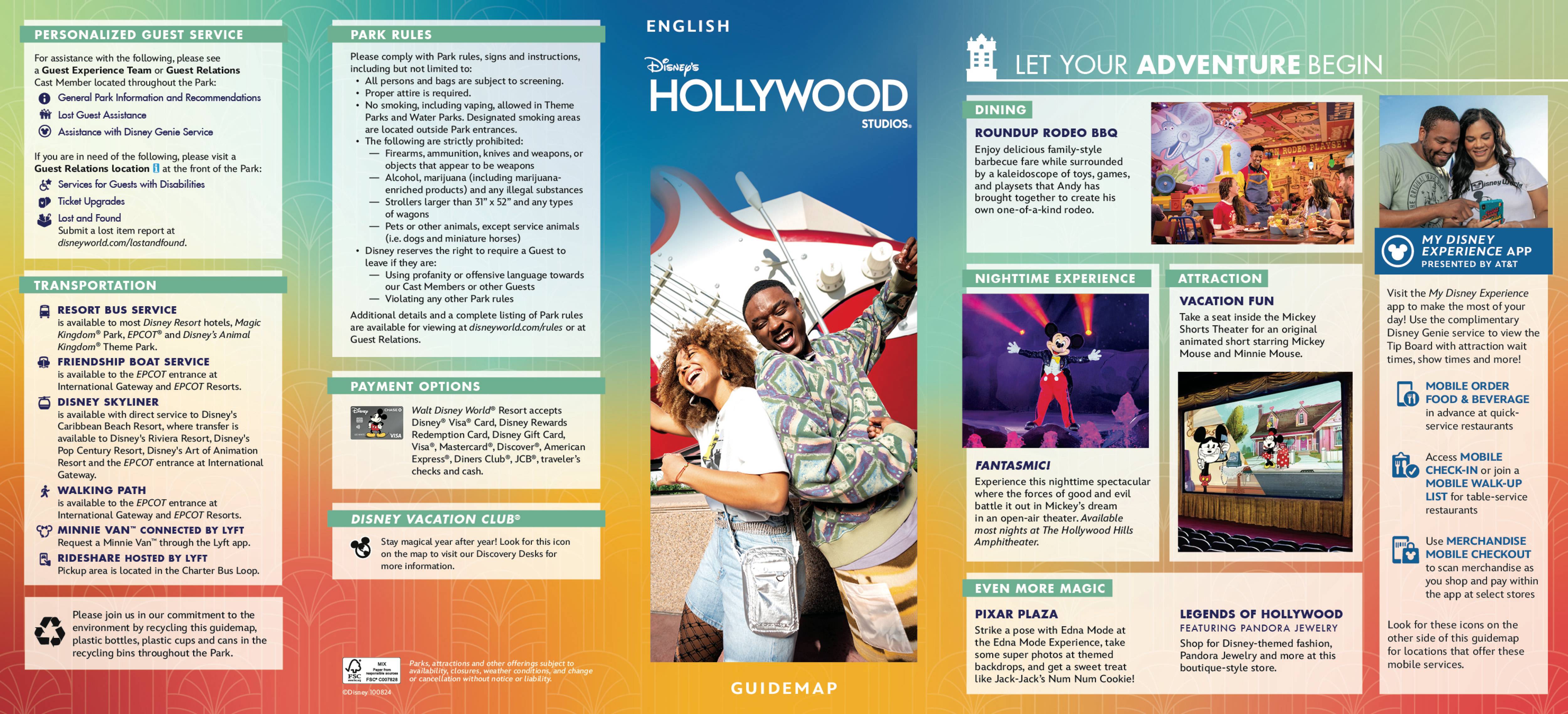 Disney's Hollywood Studios guide map - October 2024