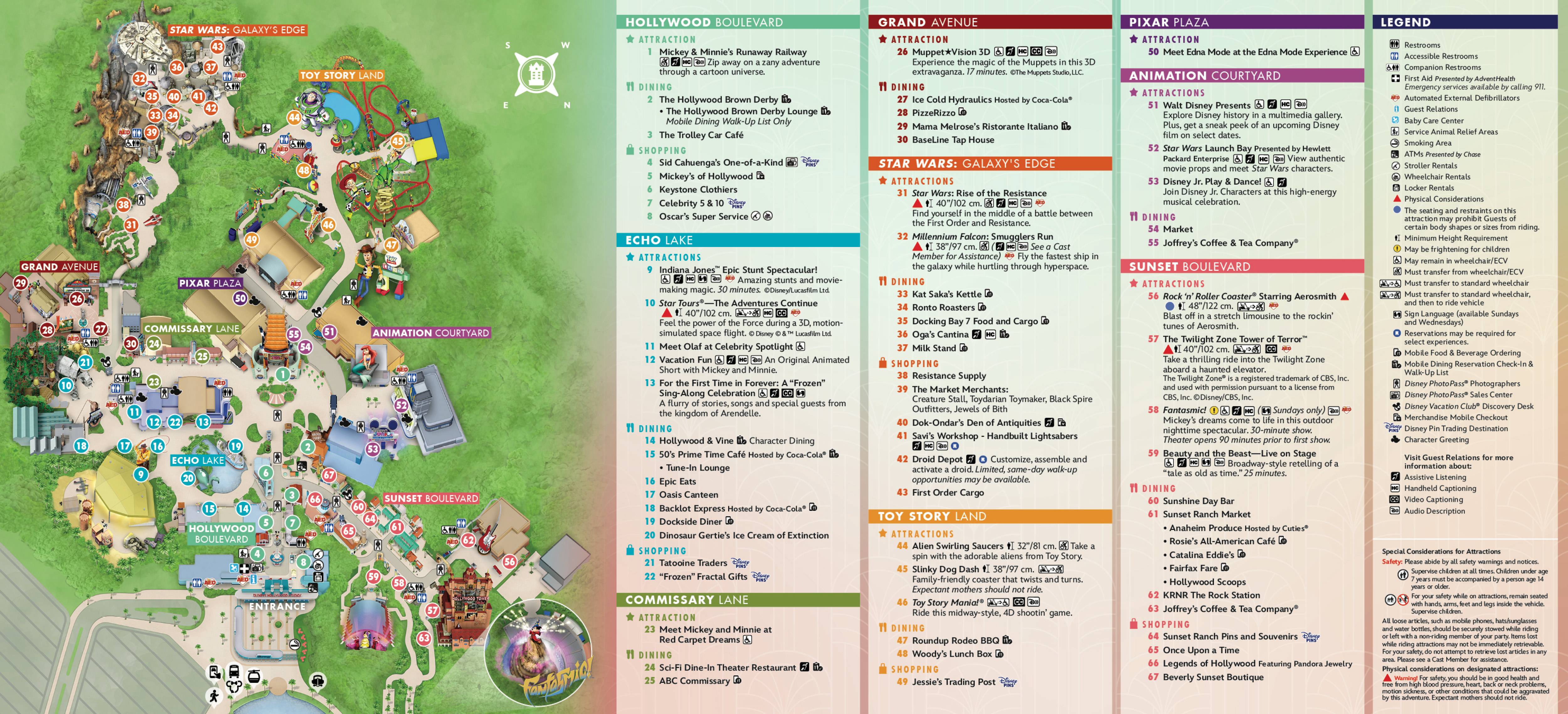 Disney's Hollywood Studios guide map - October 2024