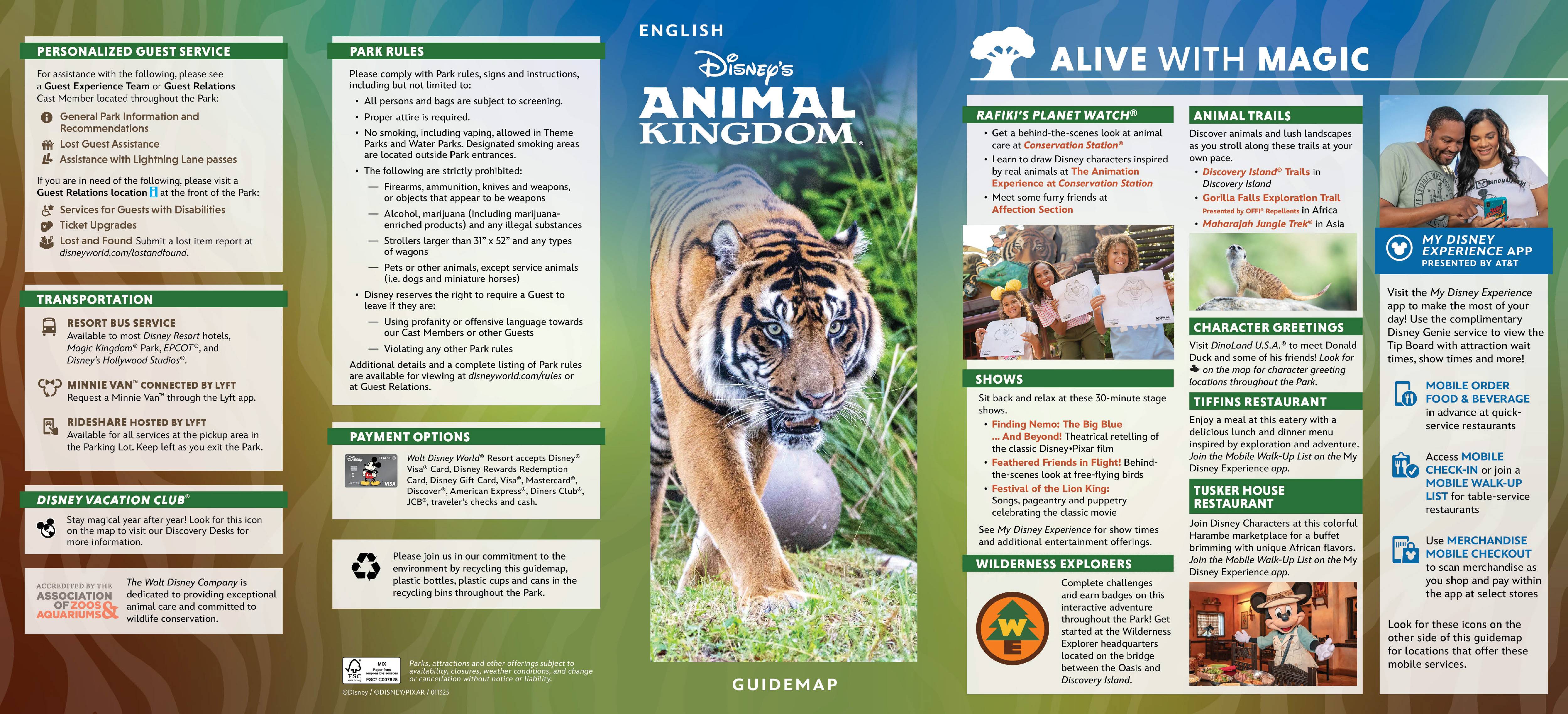 Disney's Animal Kingdom Guide Map - January 2025