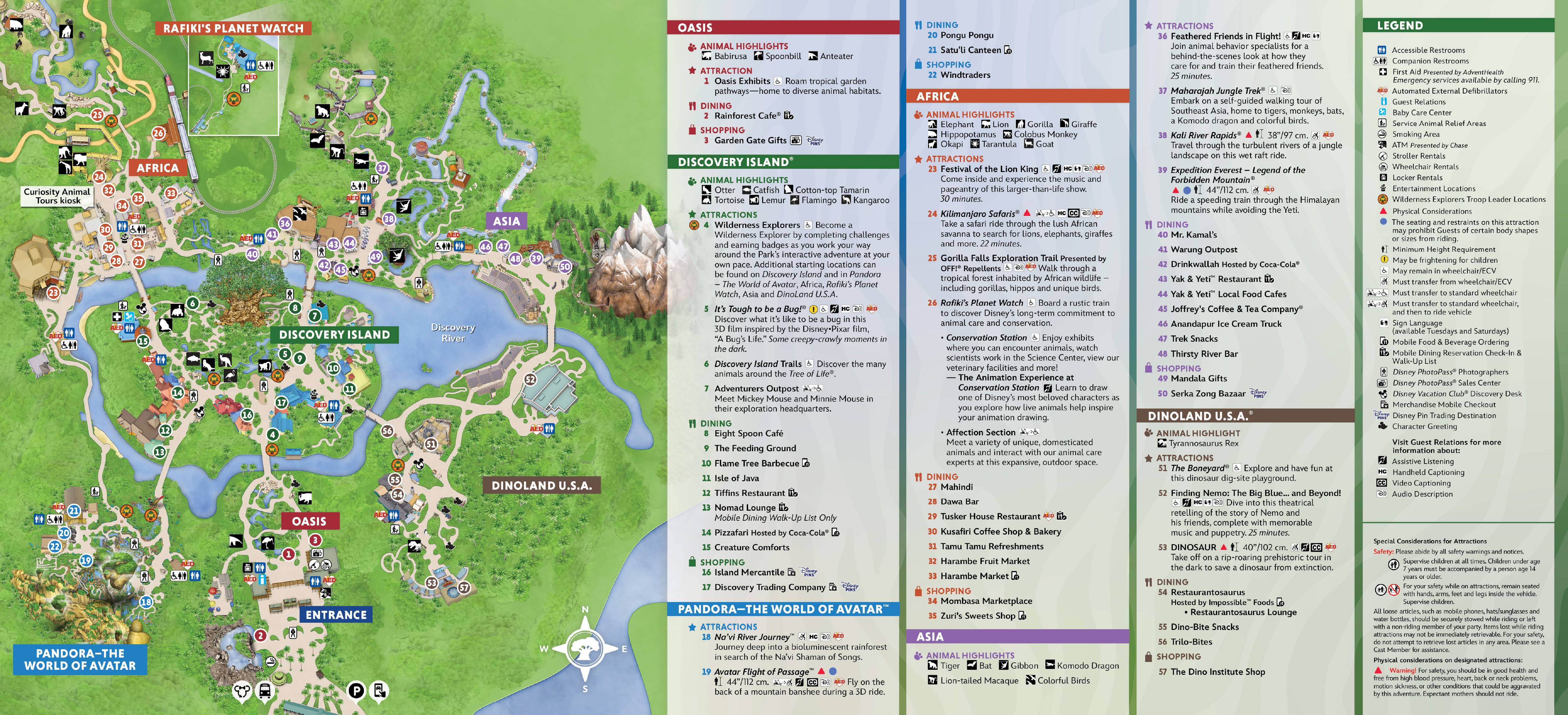 Disney's Animal Kingdom Guide Map - January 2025