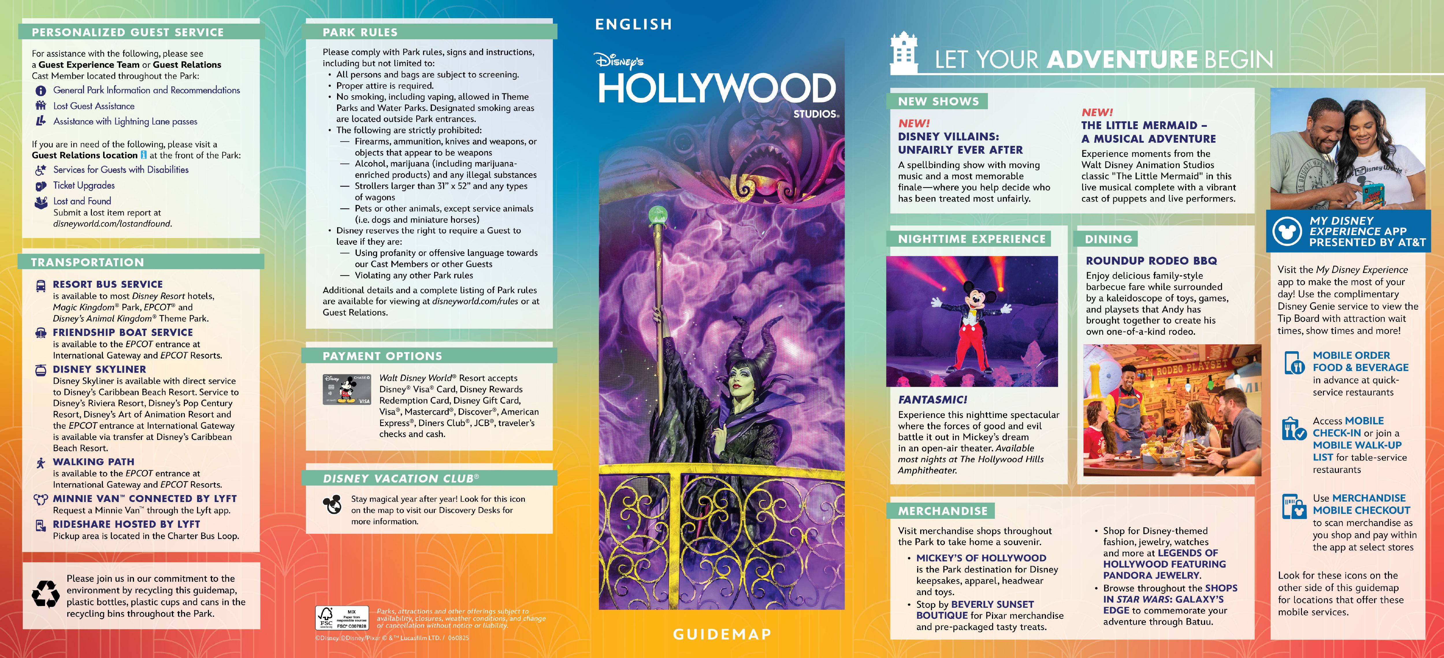 Disney's Hollywood Studios Guide Map - June 2025