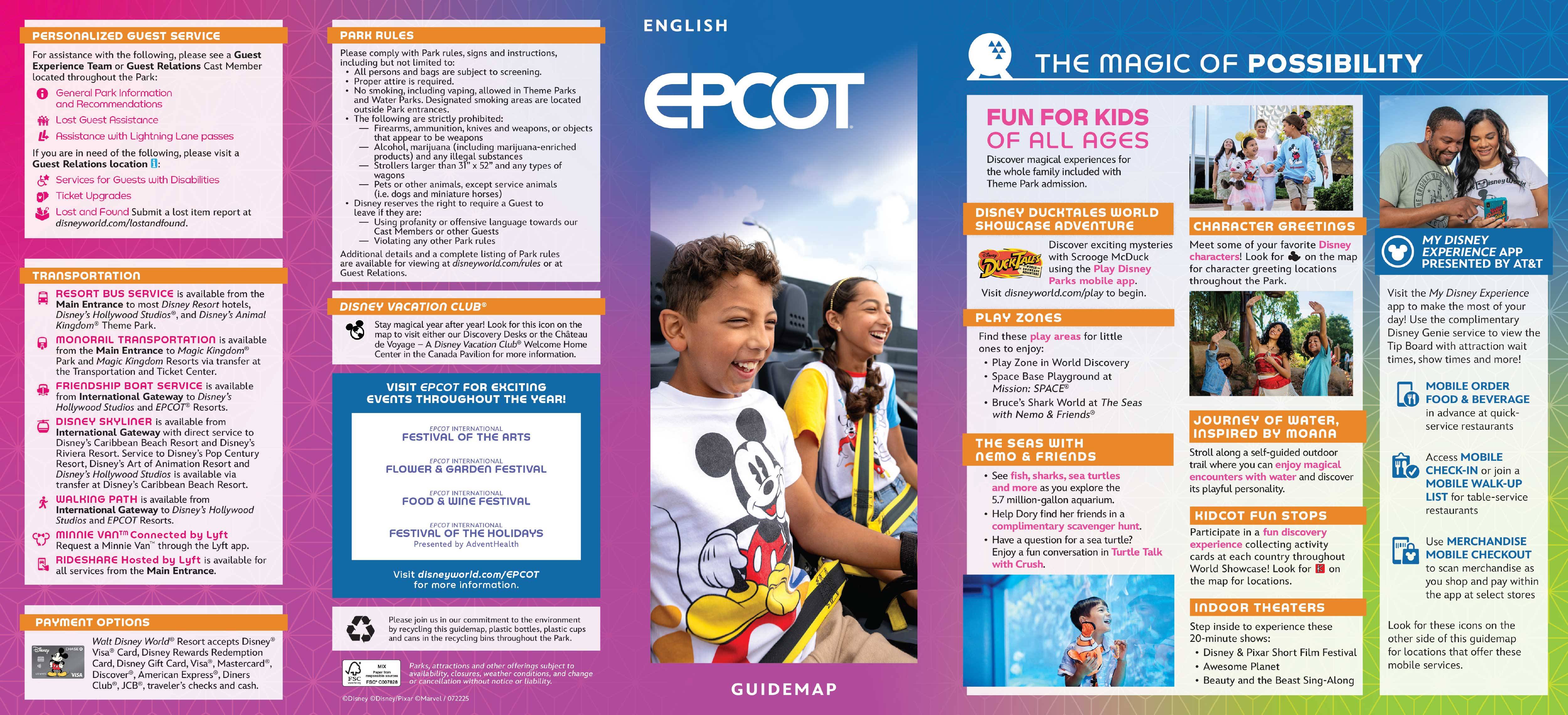 EPCOT Guide Map - July 2024