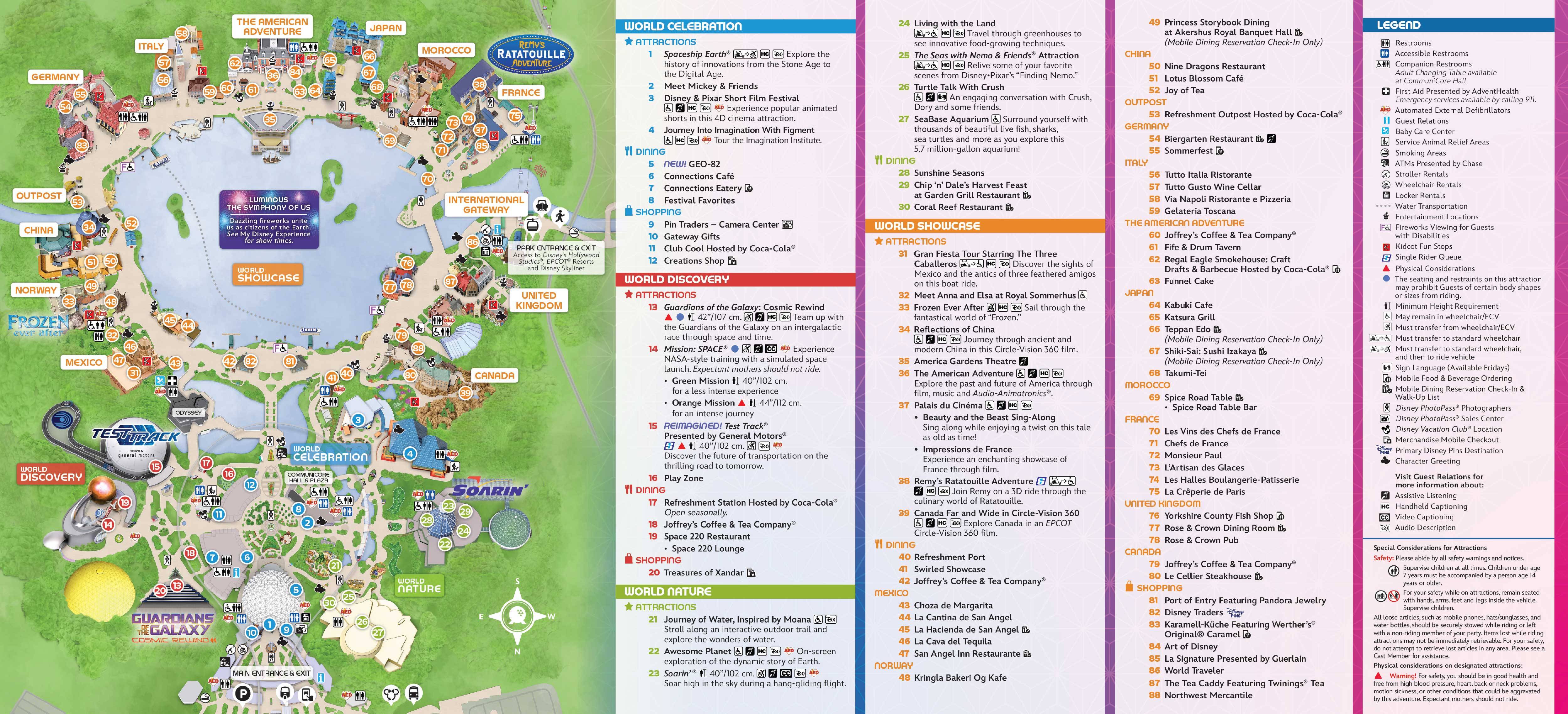 EPCOT Guide Map - July 2024 - Back