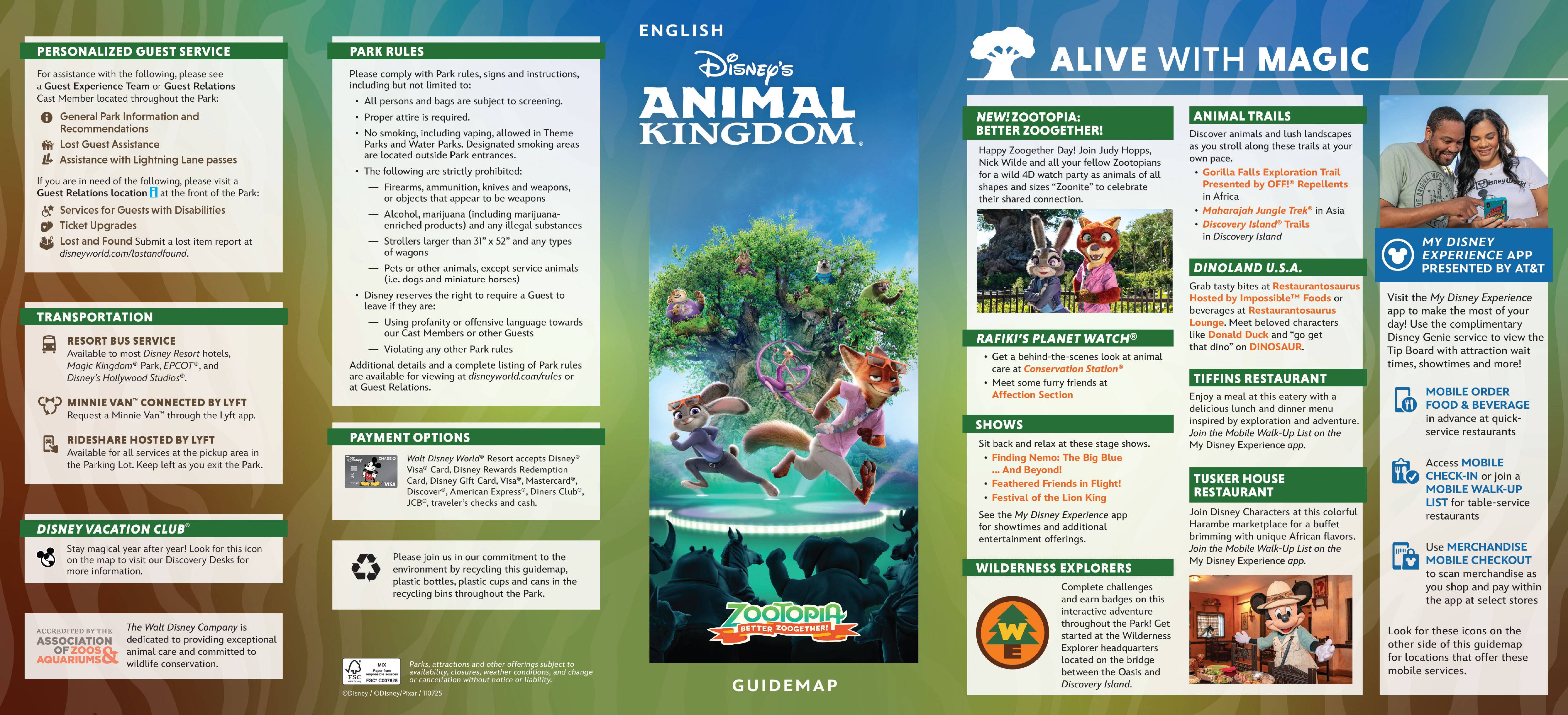 Disney's Animal Kingdom Guide Map - November 2025