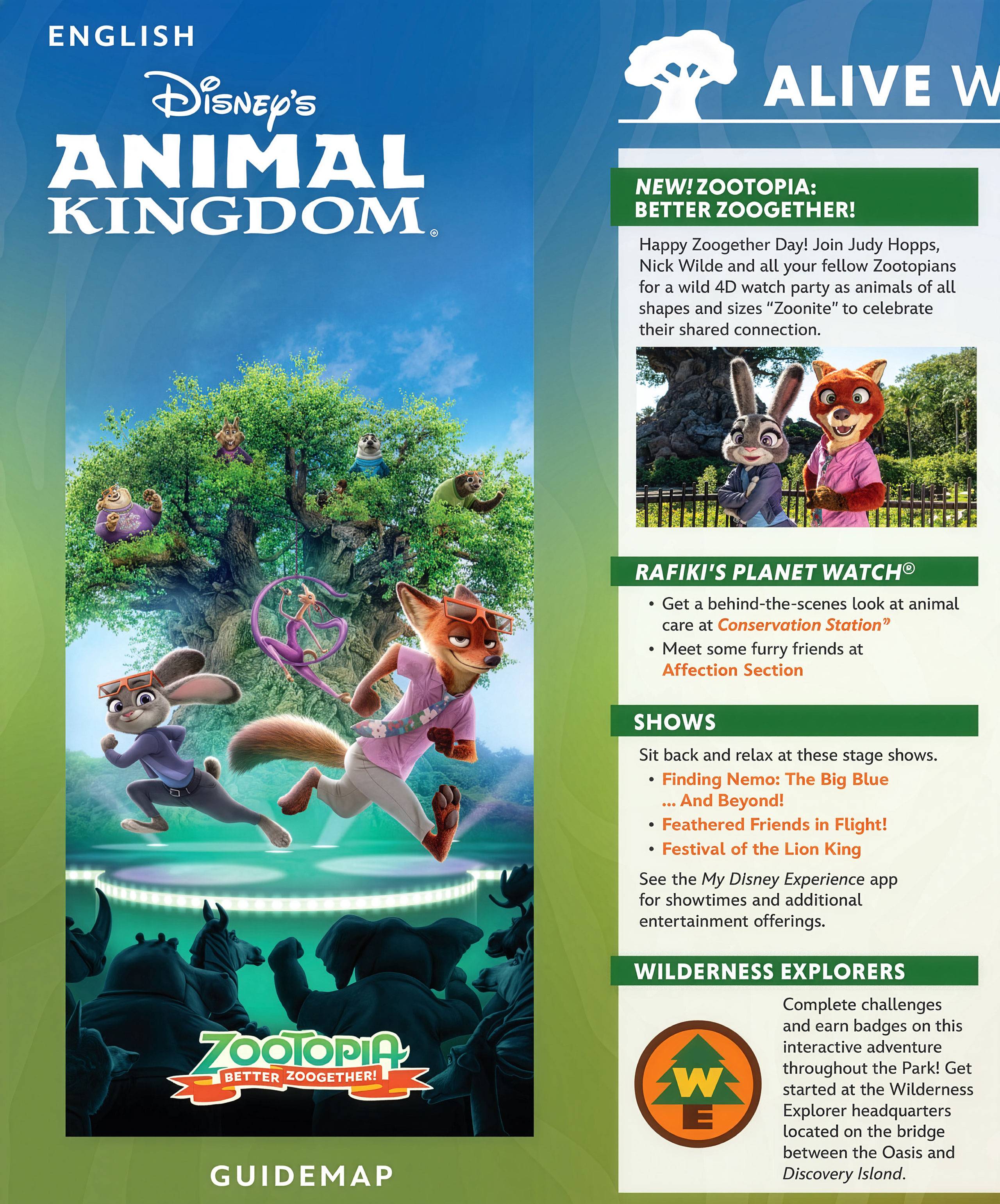 New Disney's Animal Kingdom Guide Map Features Zootopia: Better Zoogether! on the Cover