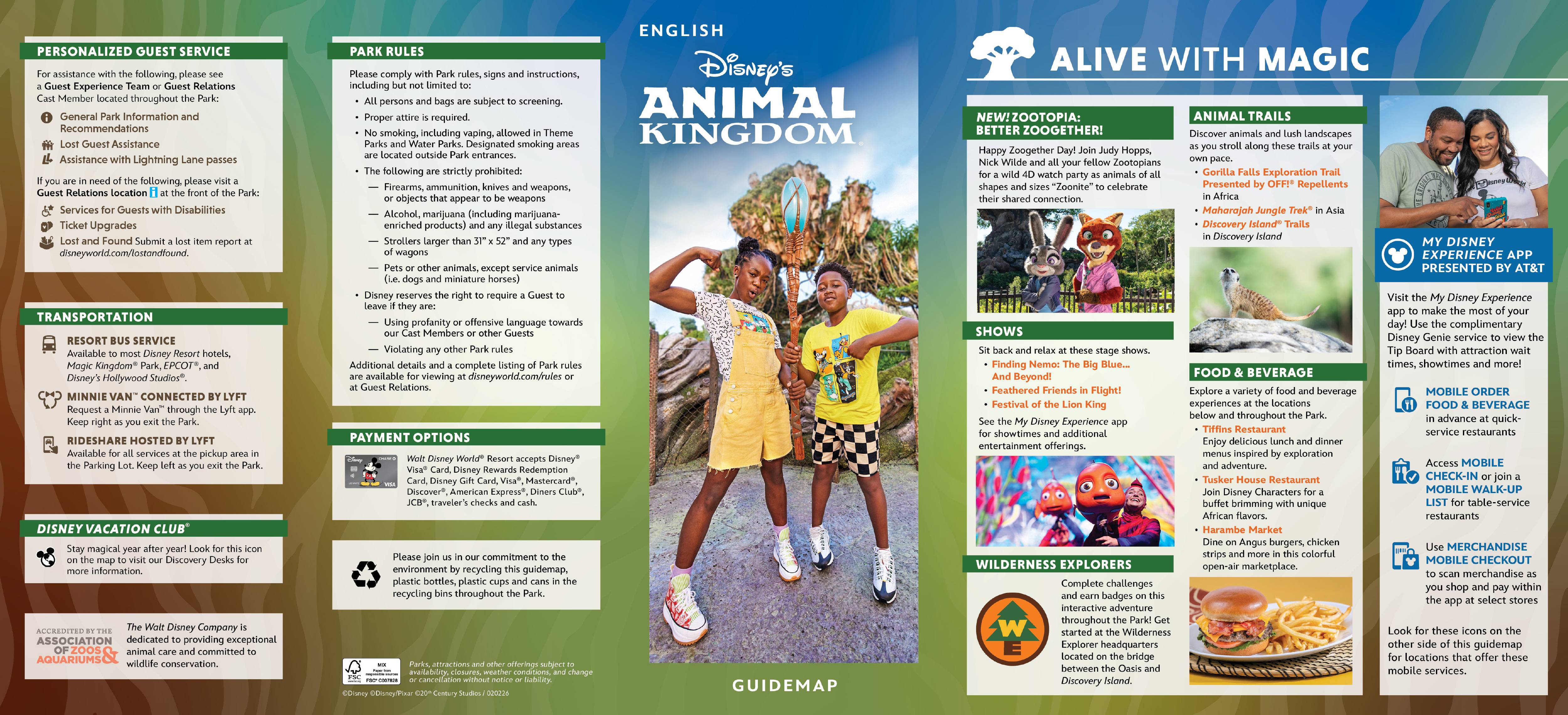 Disney's Animal Kingdom Guide Map - February 2026