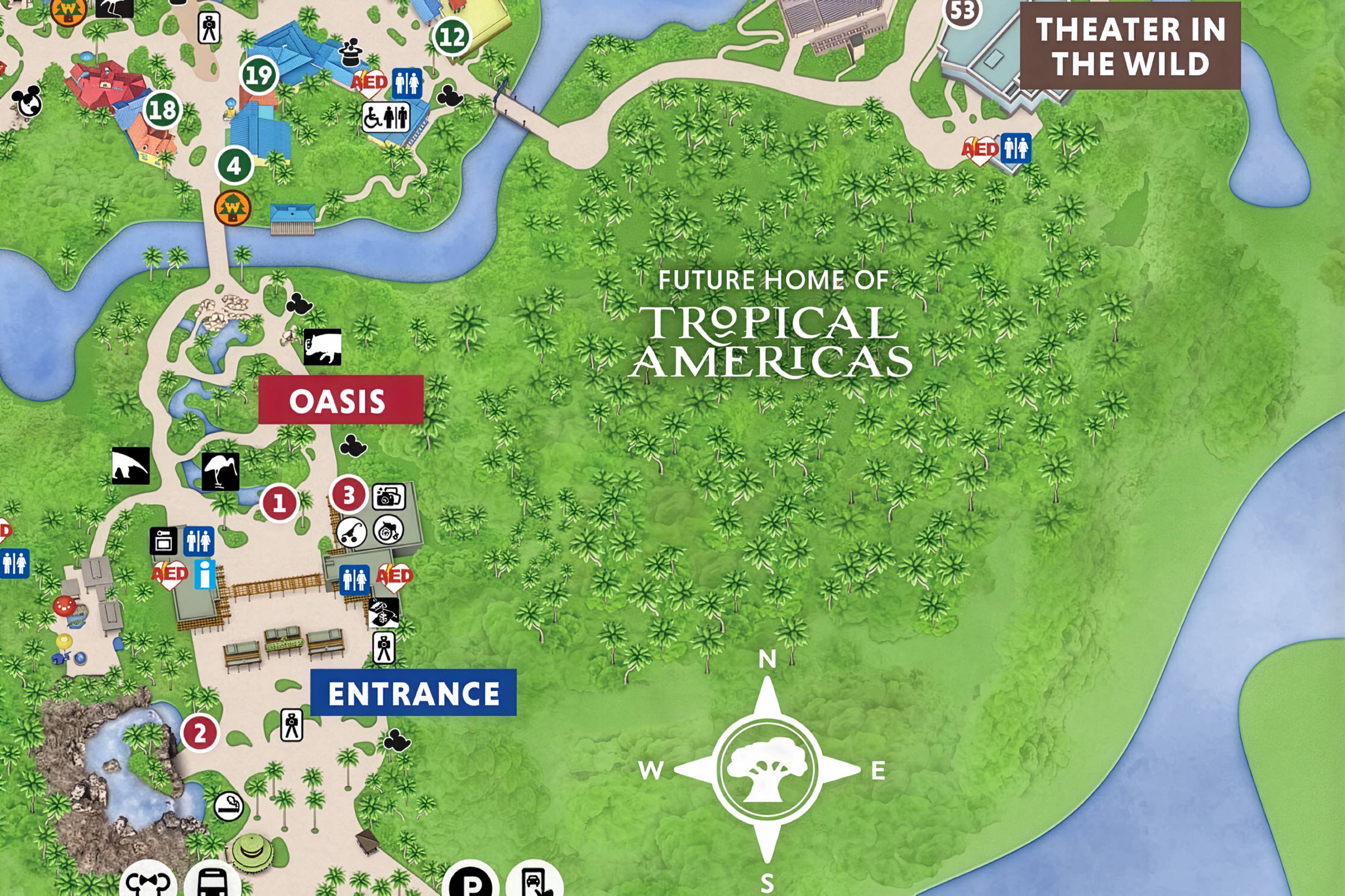 New Disney's Animal Kingdom Paper Map Now Shows DinoLand Replaced by Tropical Americas