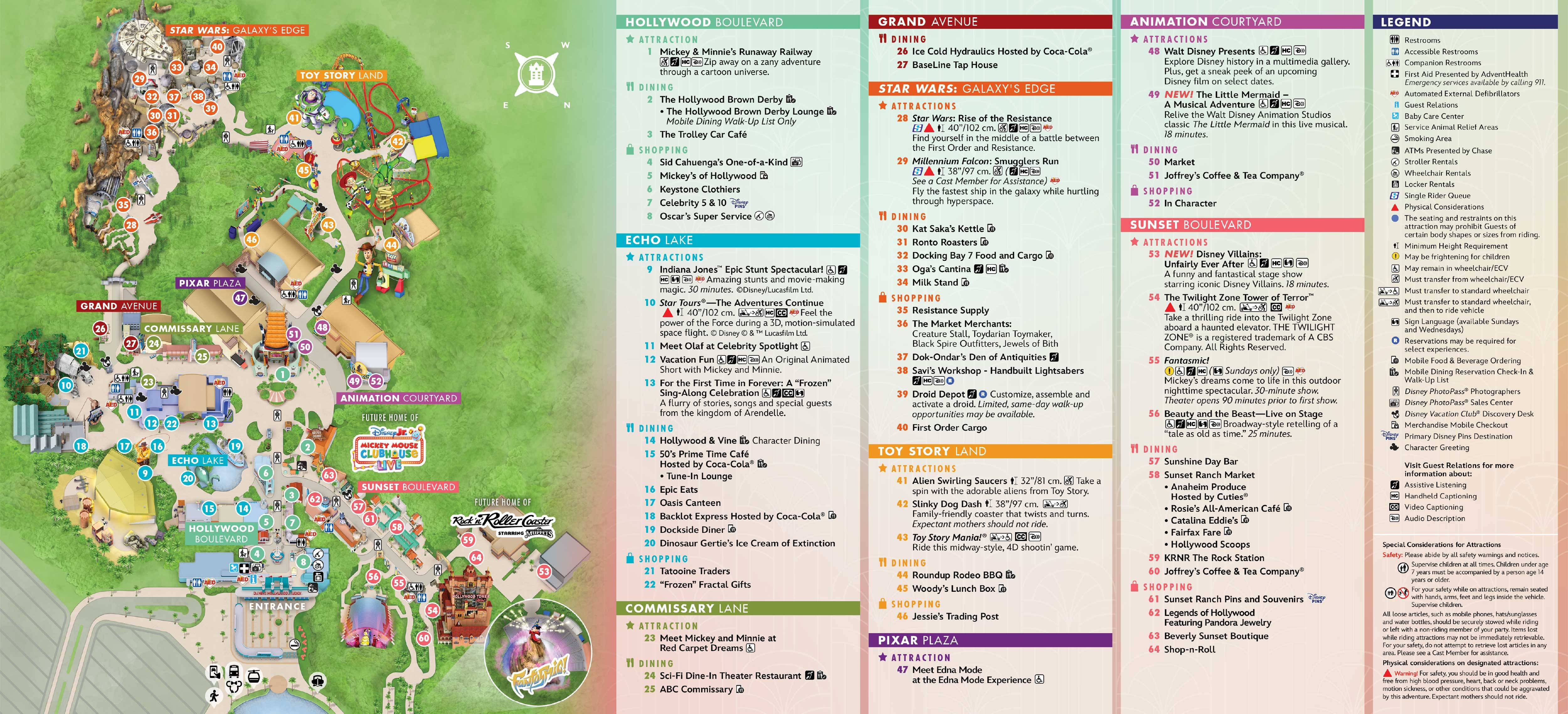 Disney's Hollywood Studios Guide Map - March 2026