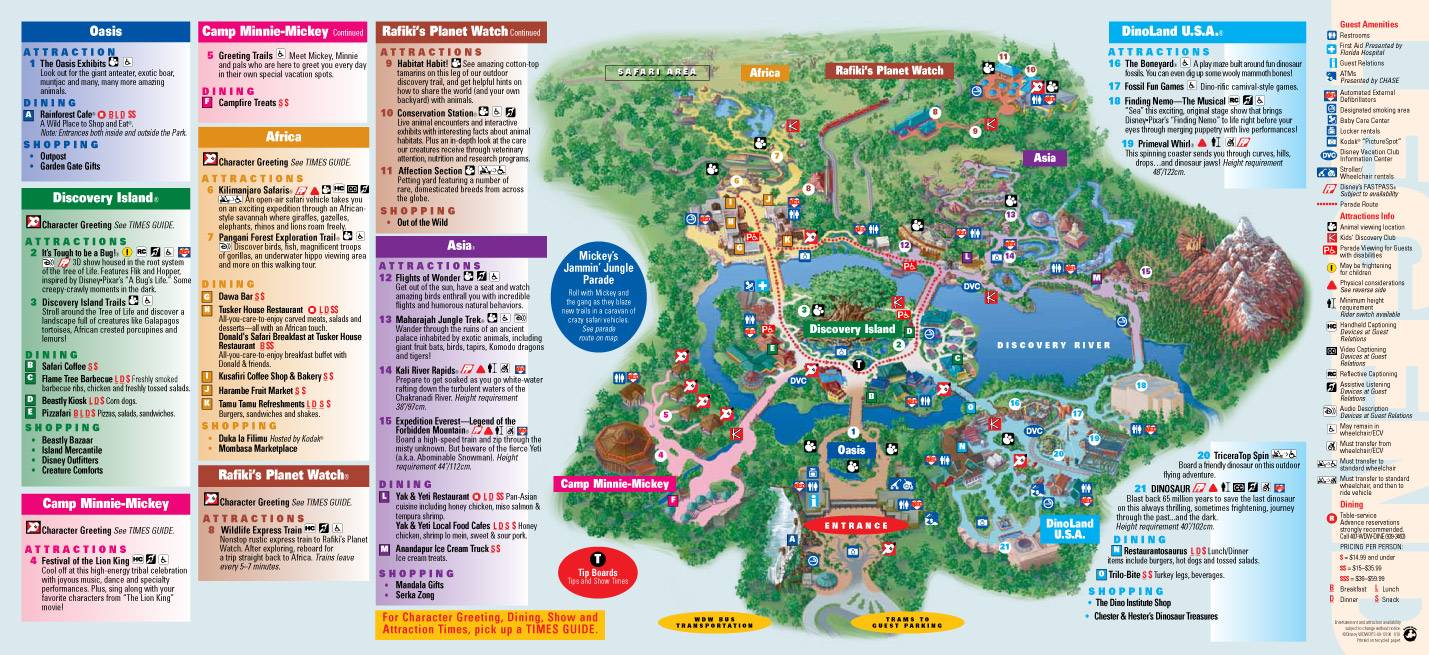Disney's Animal Kingdom map. Copyright 2010 The Walt Disney Company.