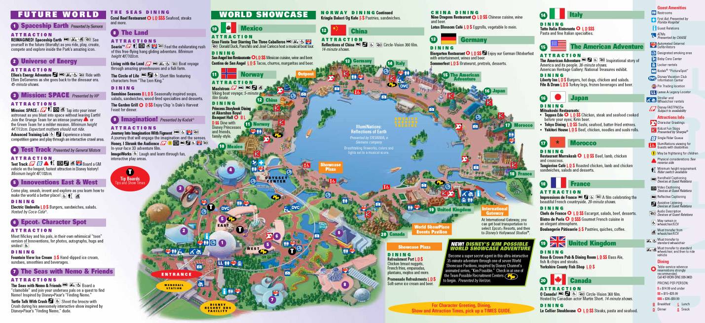Epcot map. Copyright 2010 The Walt Disney Company.